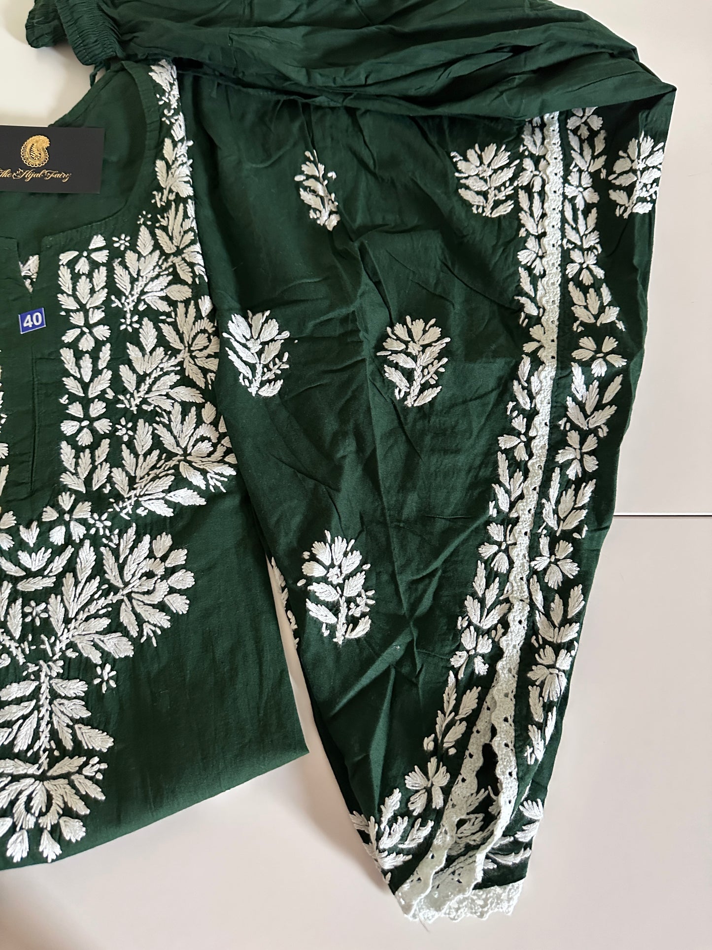 Dark Green - Cotton Dhoti Co-ord Set