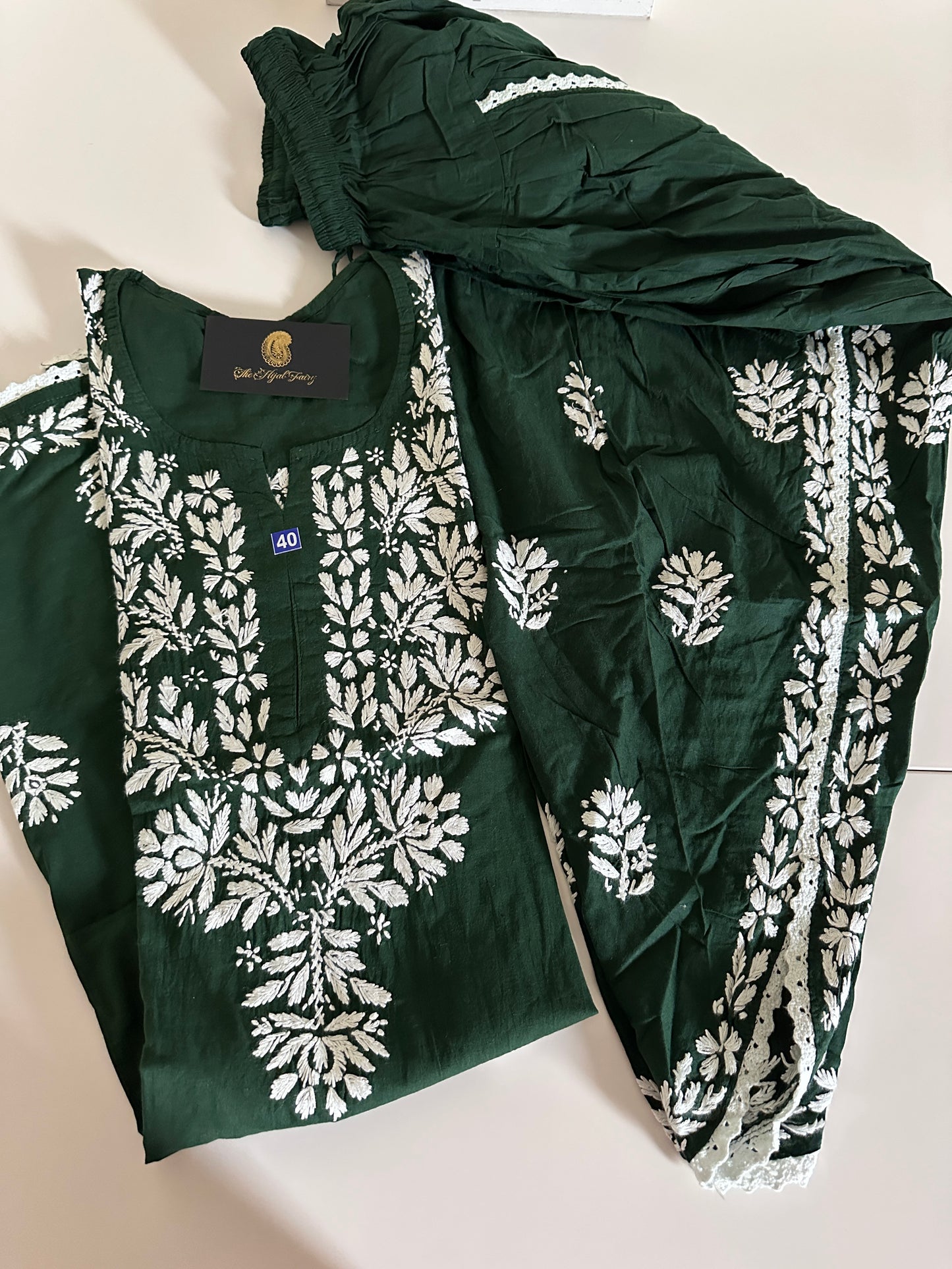 Dark Green - Cotton Dhoti Co-ord Set