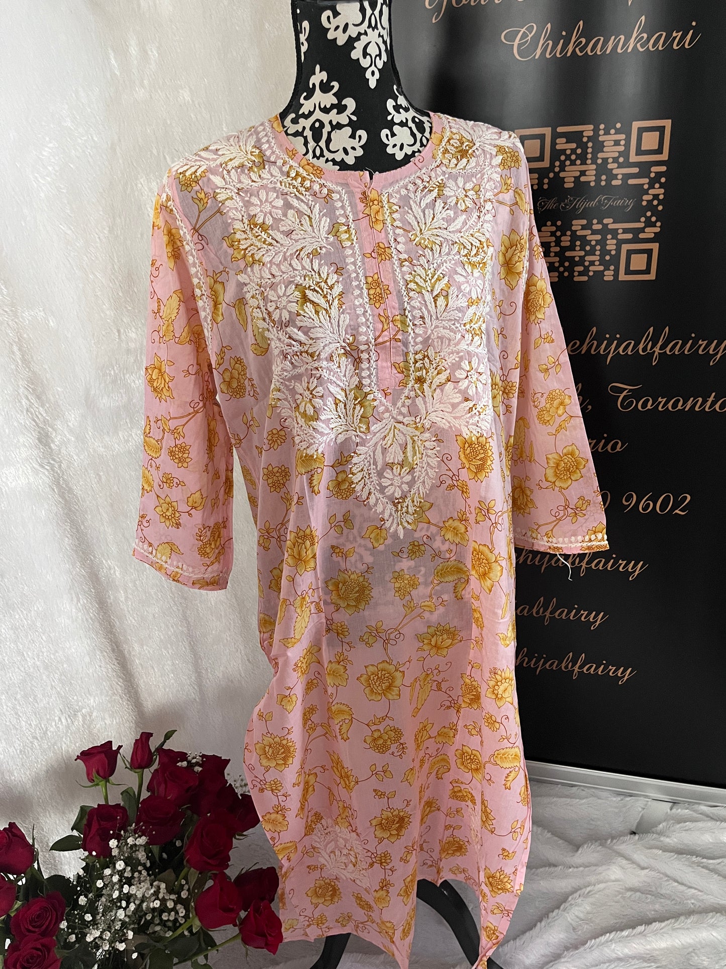 Pink - Mul Printed Kurti - Style 5