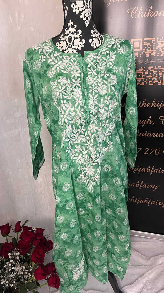 Green - Mulmul Printed Kurti - Style 1