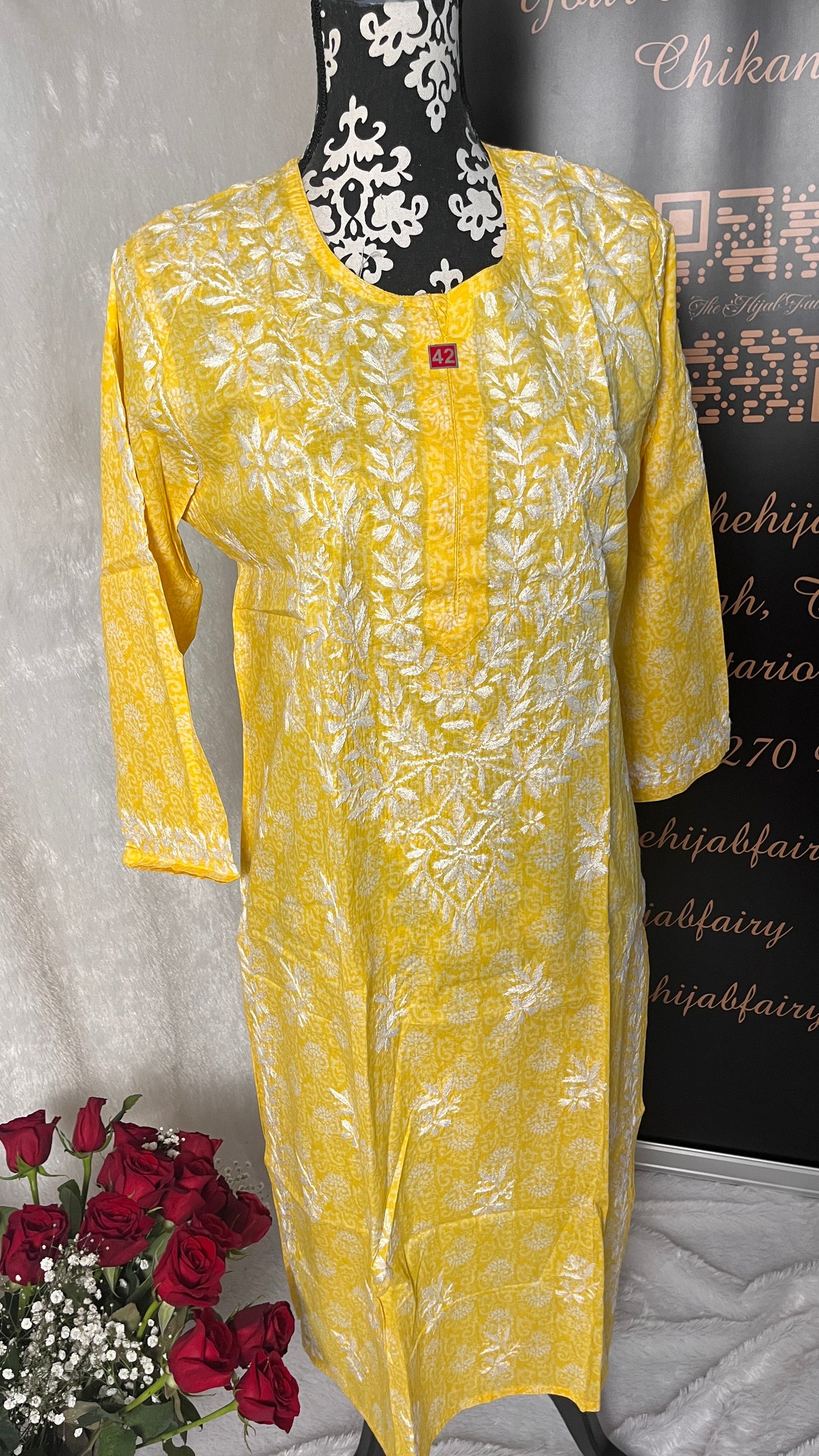 Jaune - Kurti imprimé Mul - Style 1