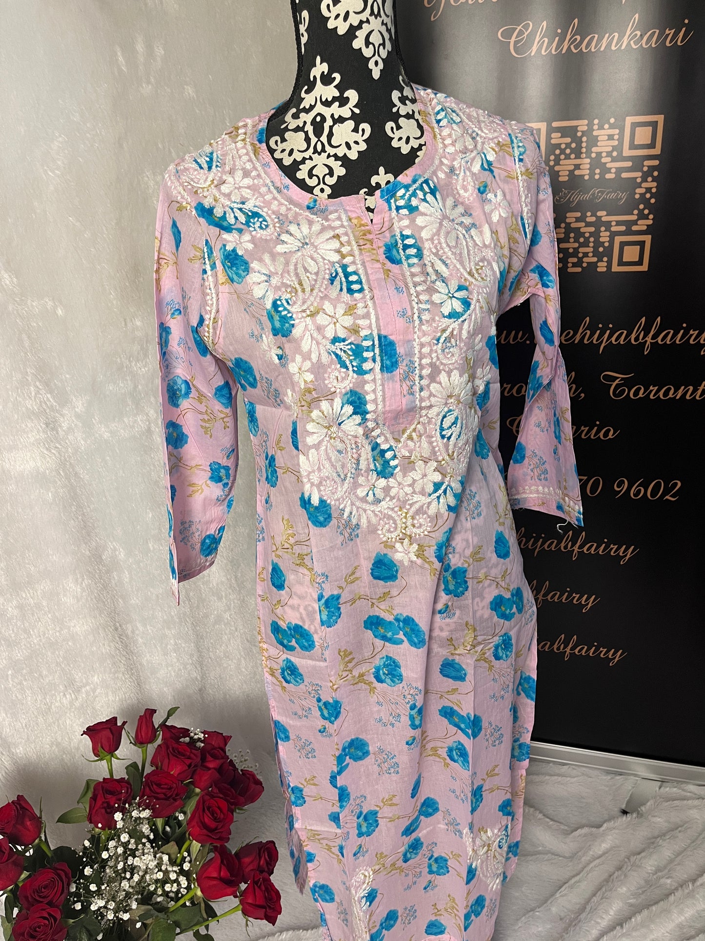 Pink - Mul Printed Kurti - Style 4