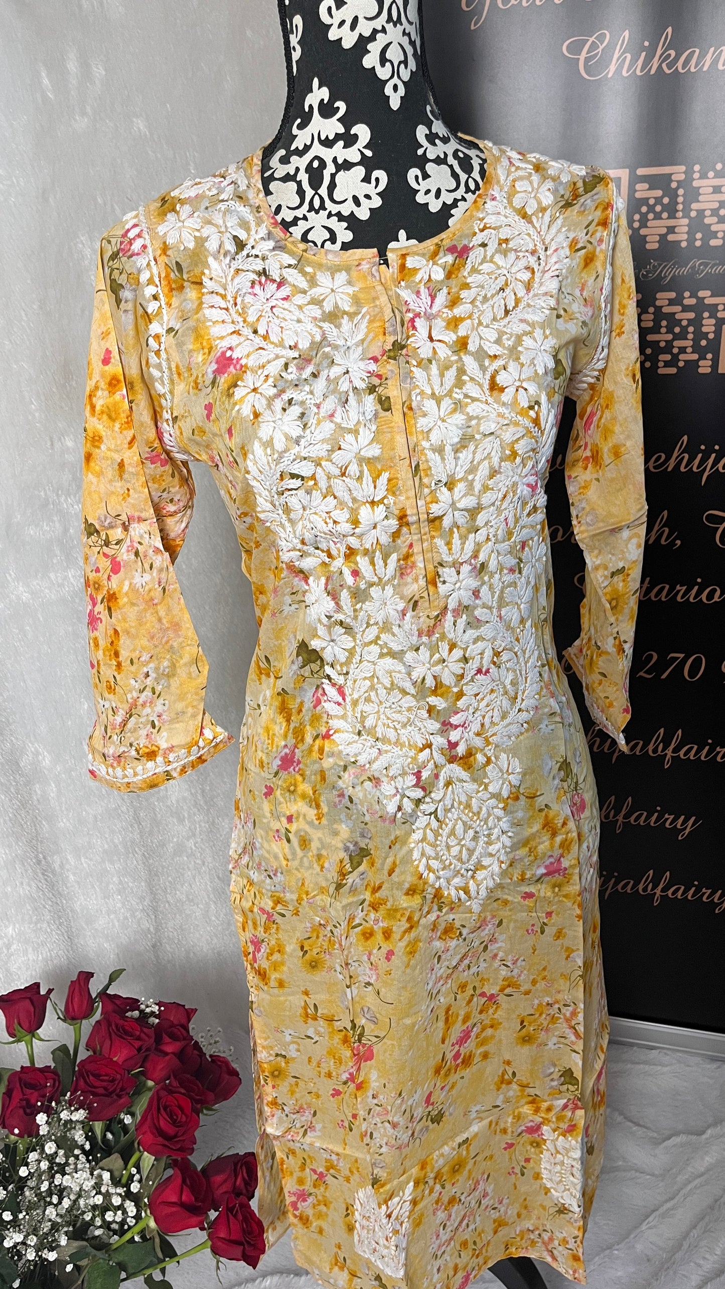 Yellow - Mul Printed Kurti - Style 4