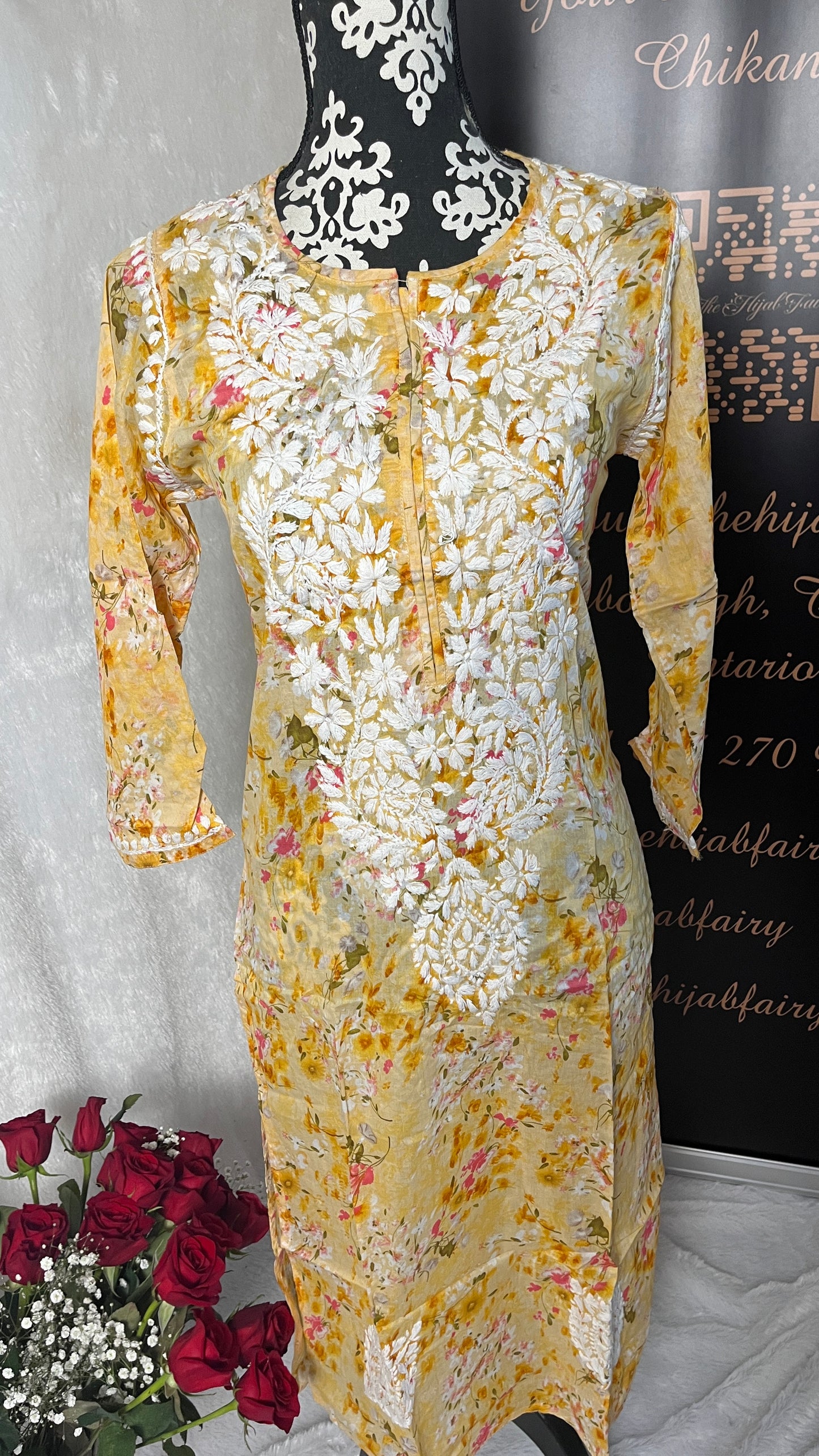 Yellow - Mul Printed Kurti - Style 4