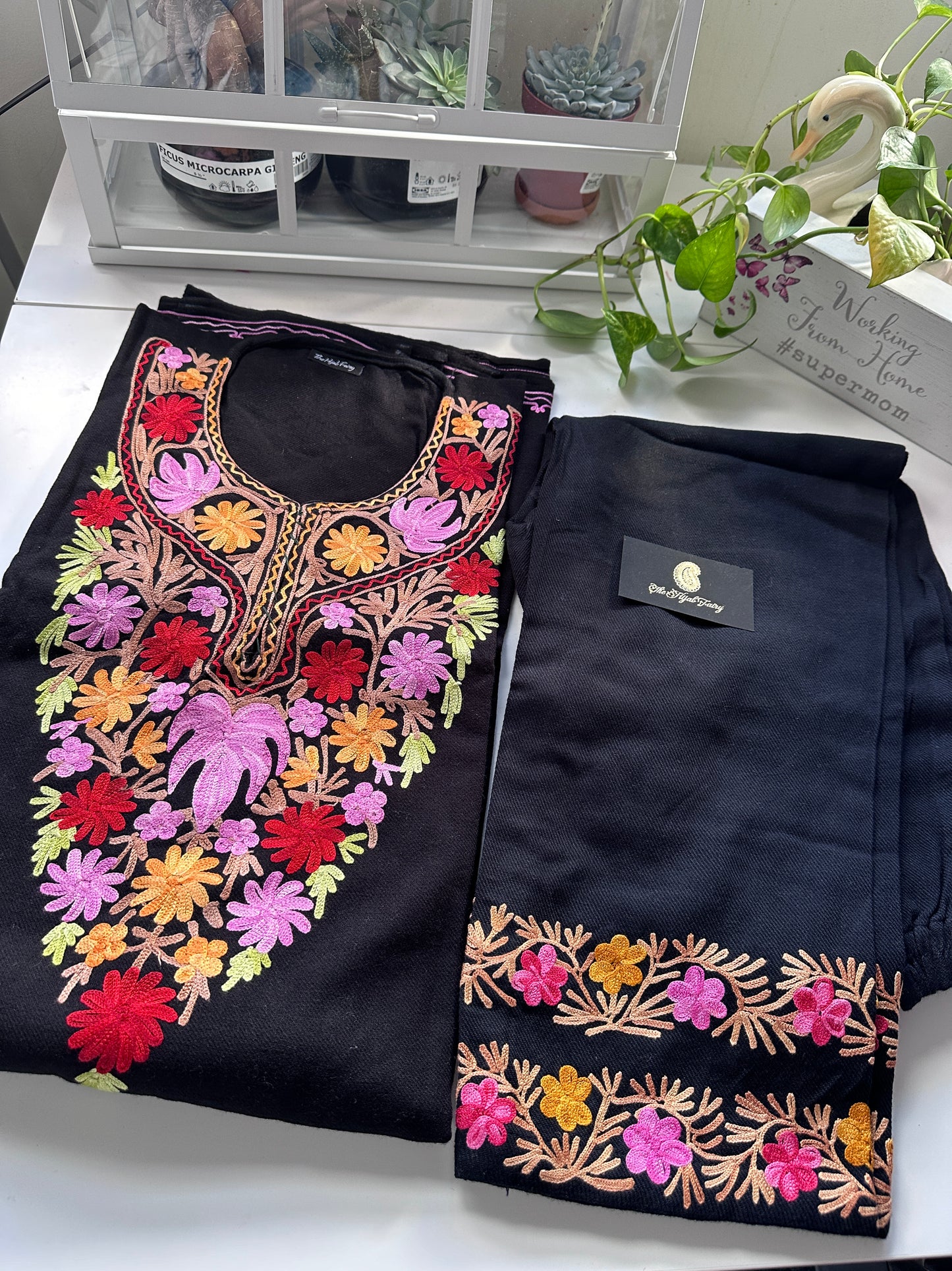 Pashmina Pheran with Pant - Black