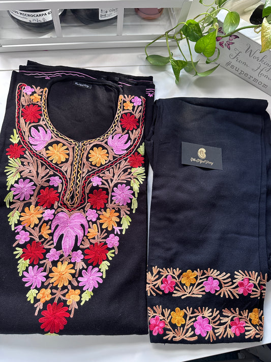 Pashmina Pheran with Pant - Black