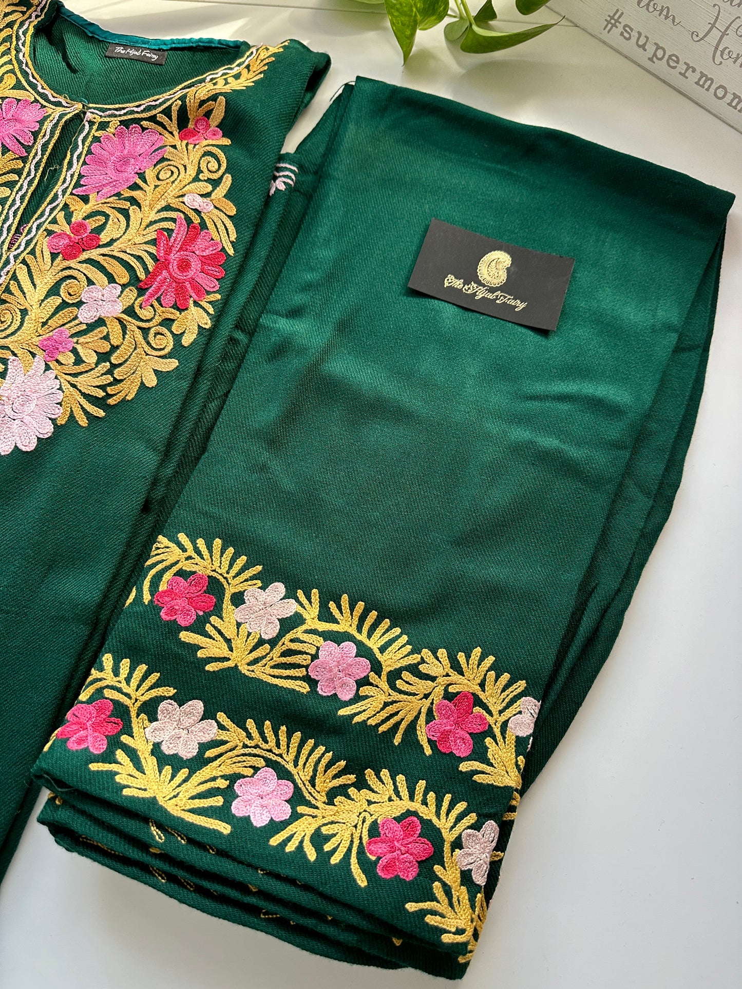 Pashmina Pheran with Pant - Green