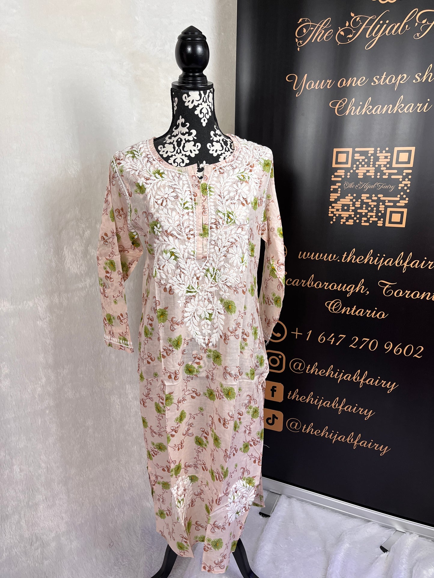 Peach - Mul Printed Kurti - Style 3