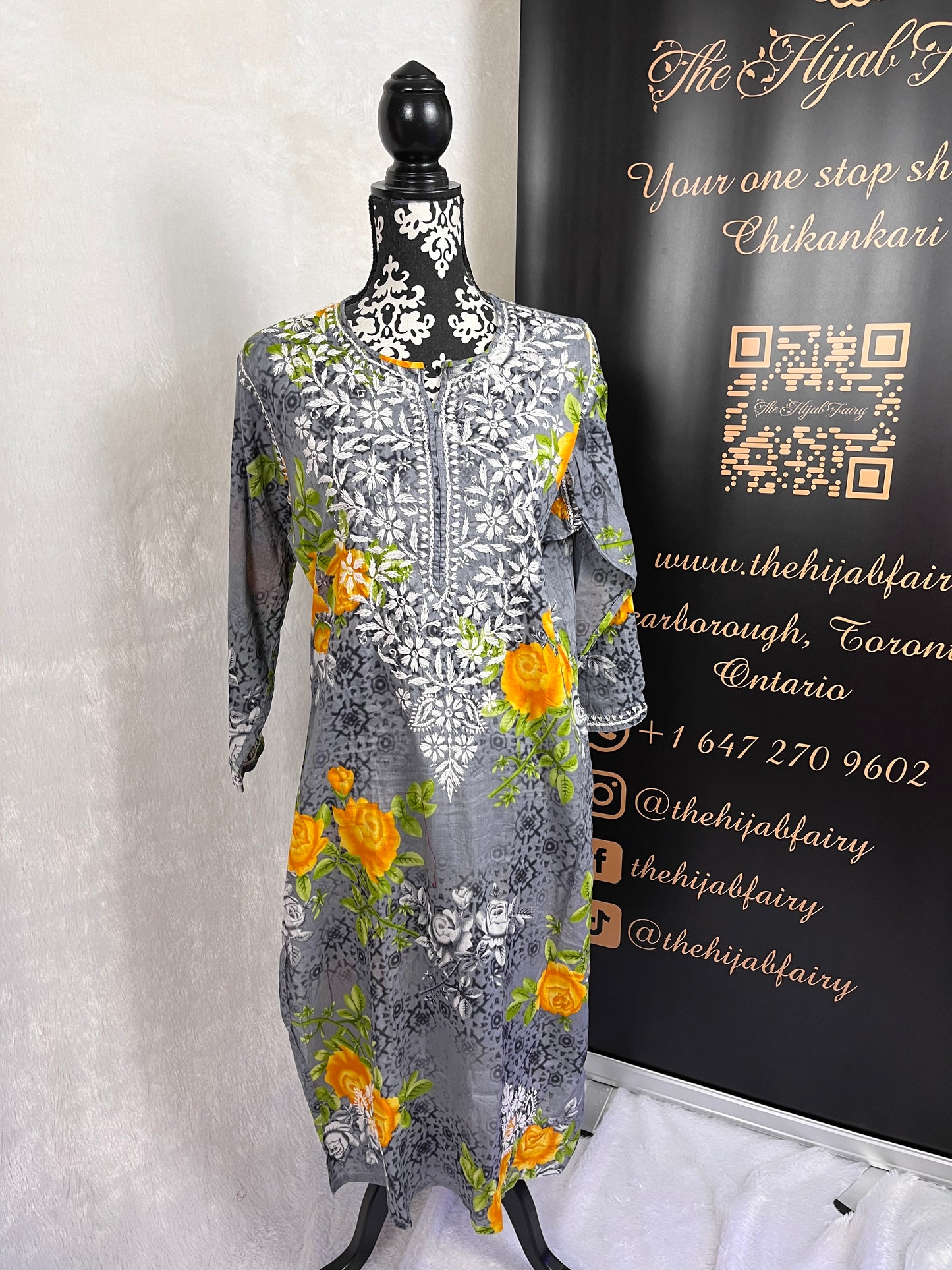 Gris - Kurti imprimé Mul - Style 1