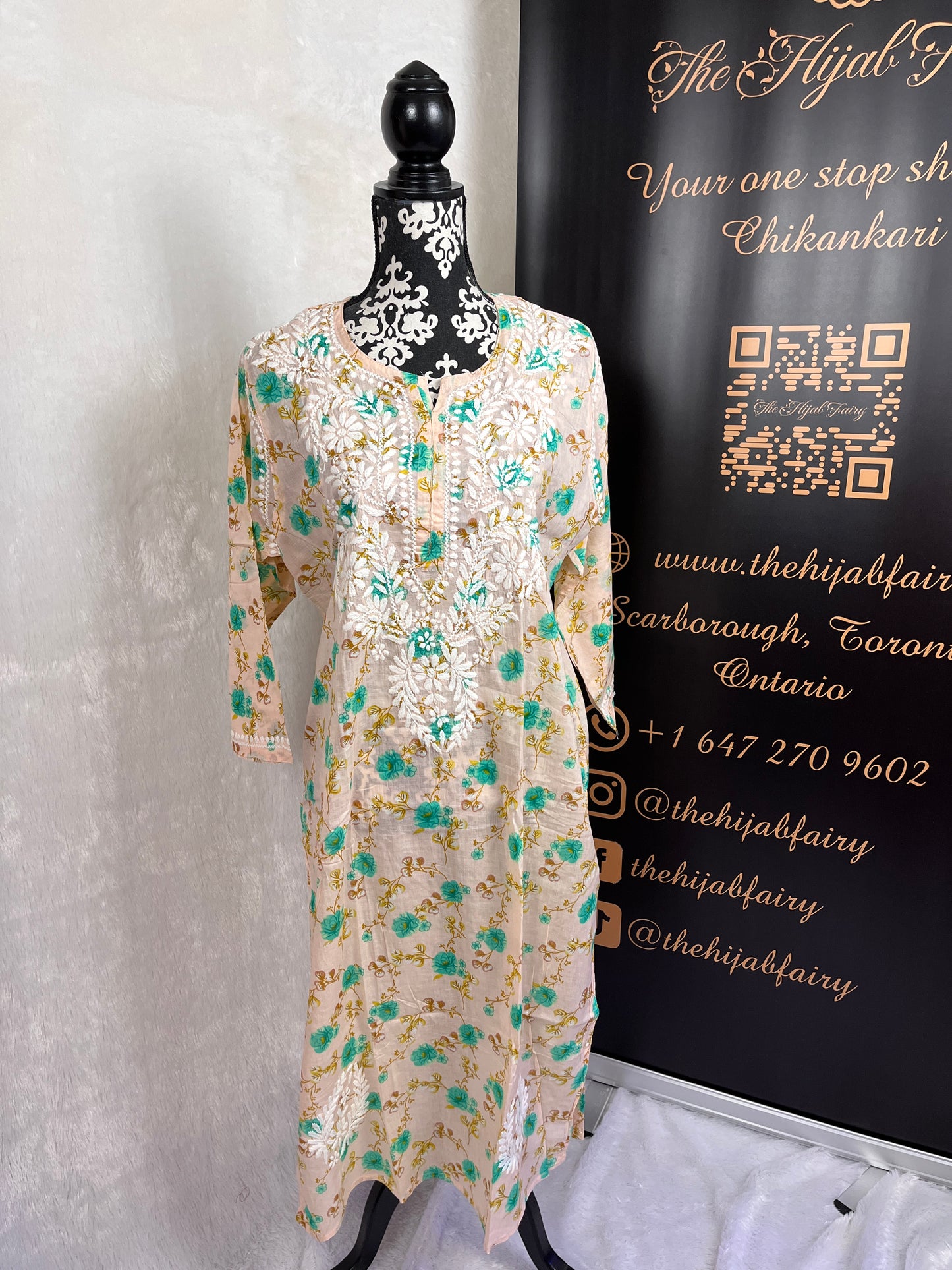 Peach - Mul Printed Kurti - Style 4