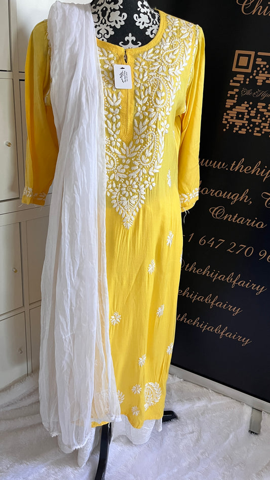 Yellow 3 - Modal Straight Long Kurta