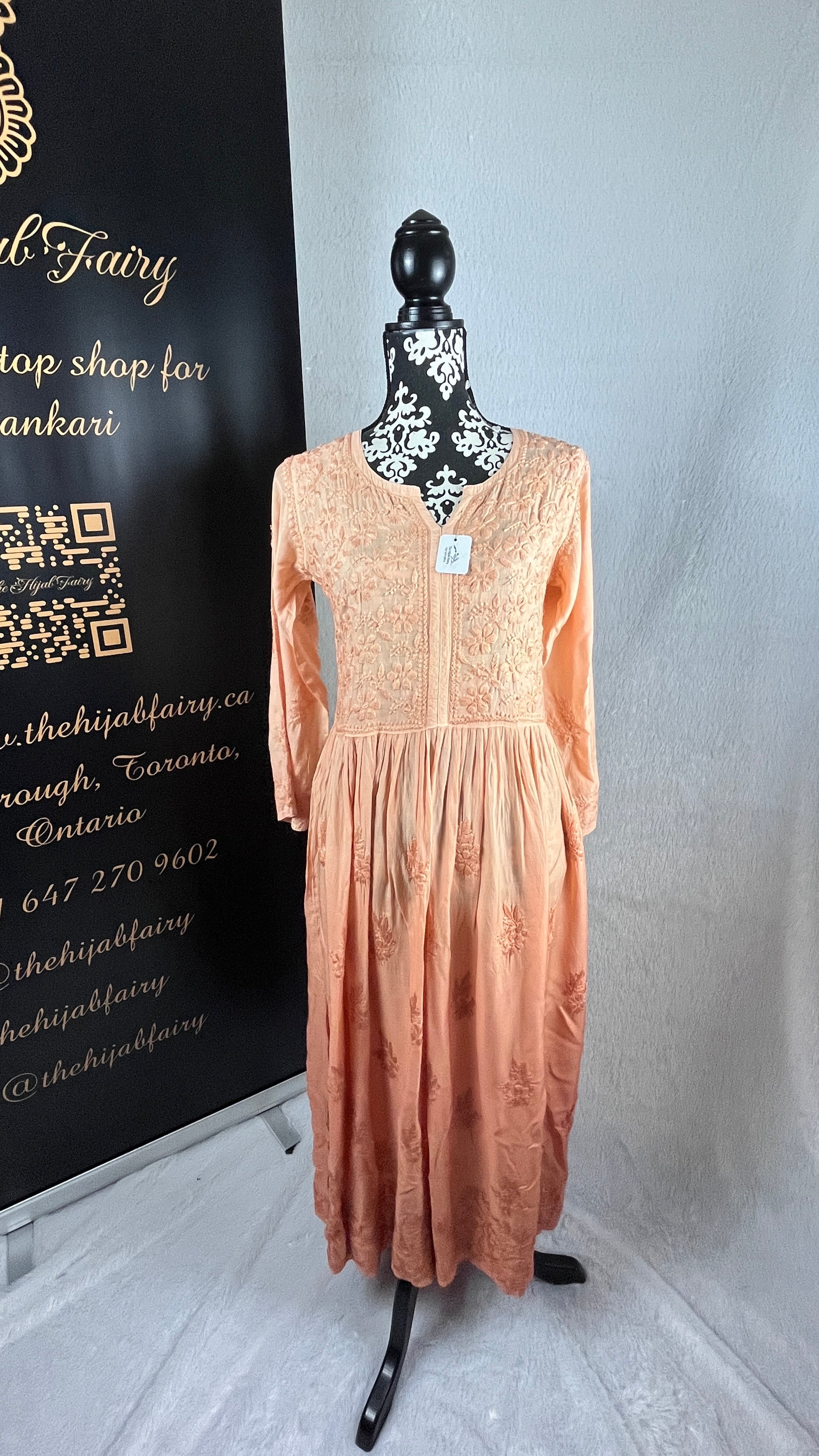 Peach Ombré Self - Modal Frock - The Hijab Fairy