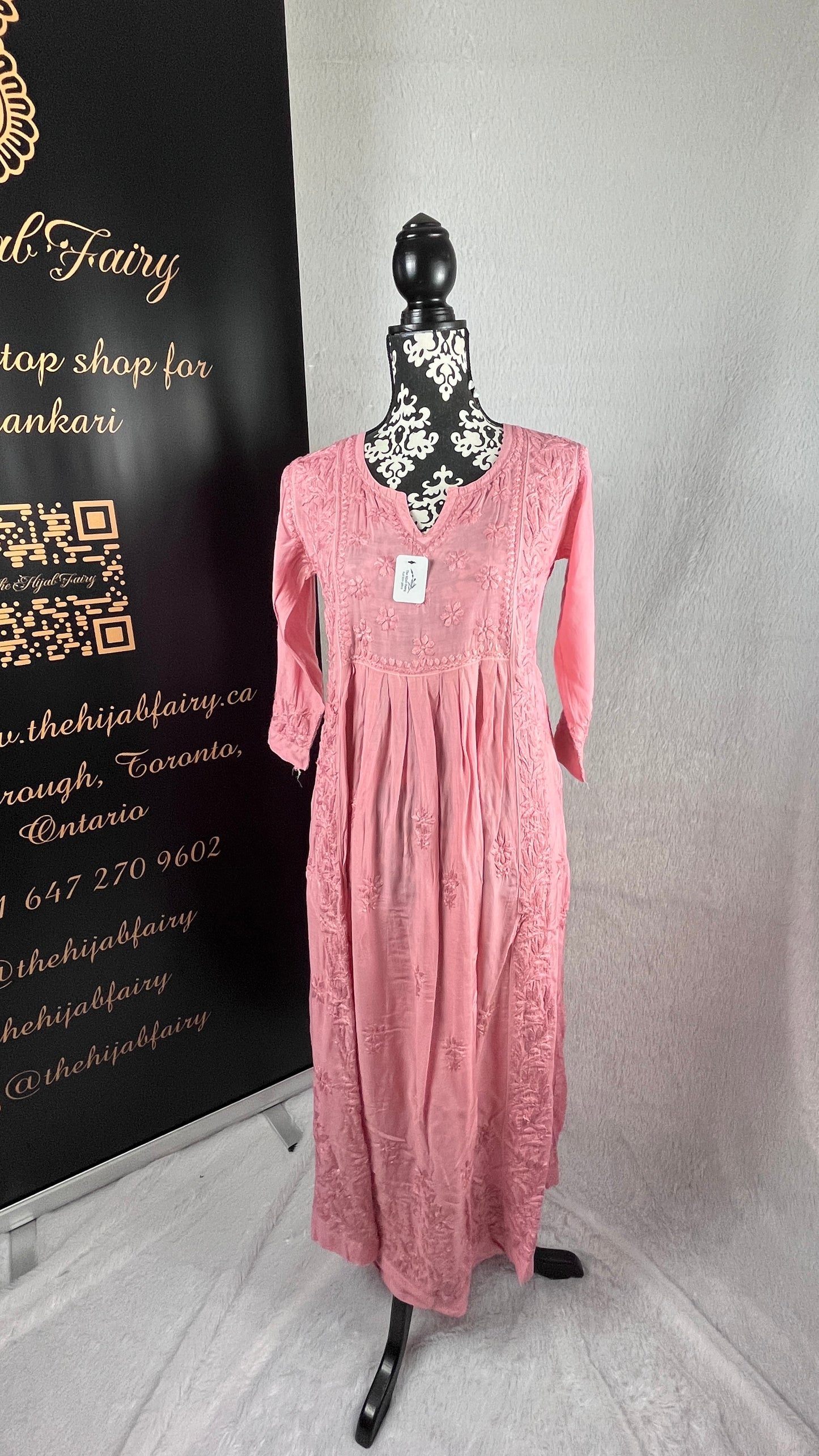 Rose Pink Self - Muslin Frock - The Hijab Fairy