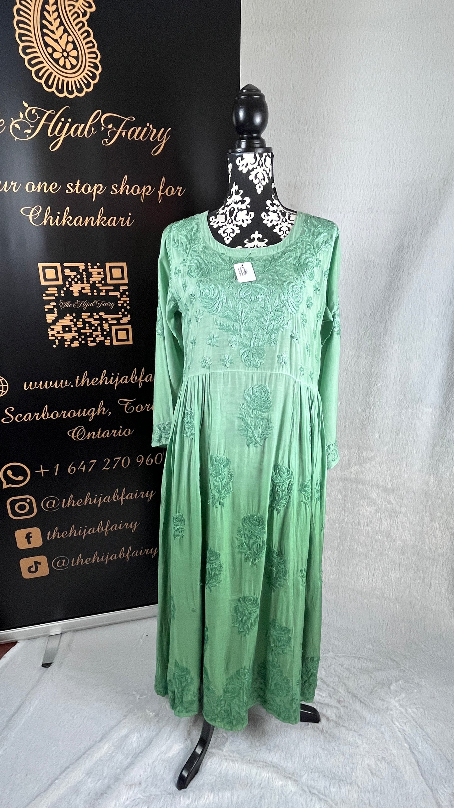 Sea Green (Self)- Muslin Frock - The Hijab Fairy