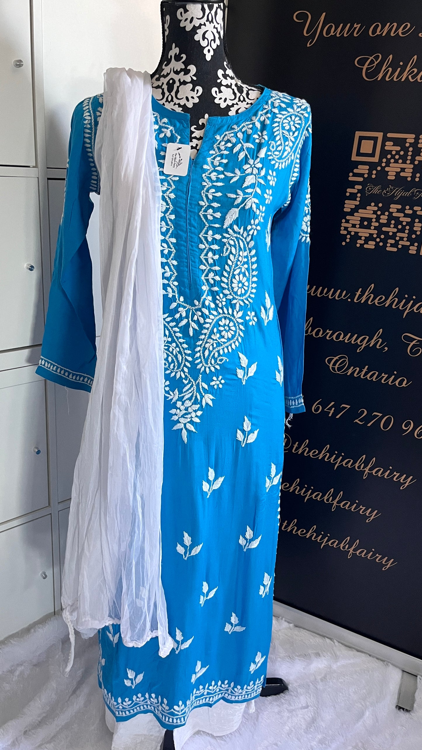 Bleu royal - Kurta long droit en modal