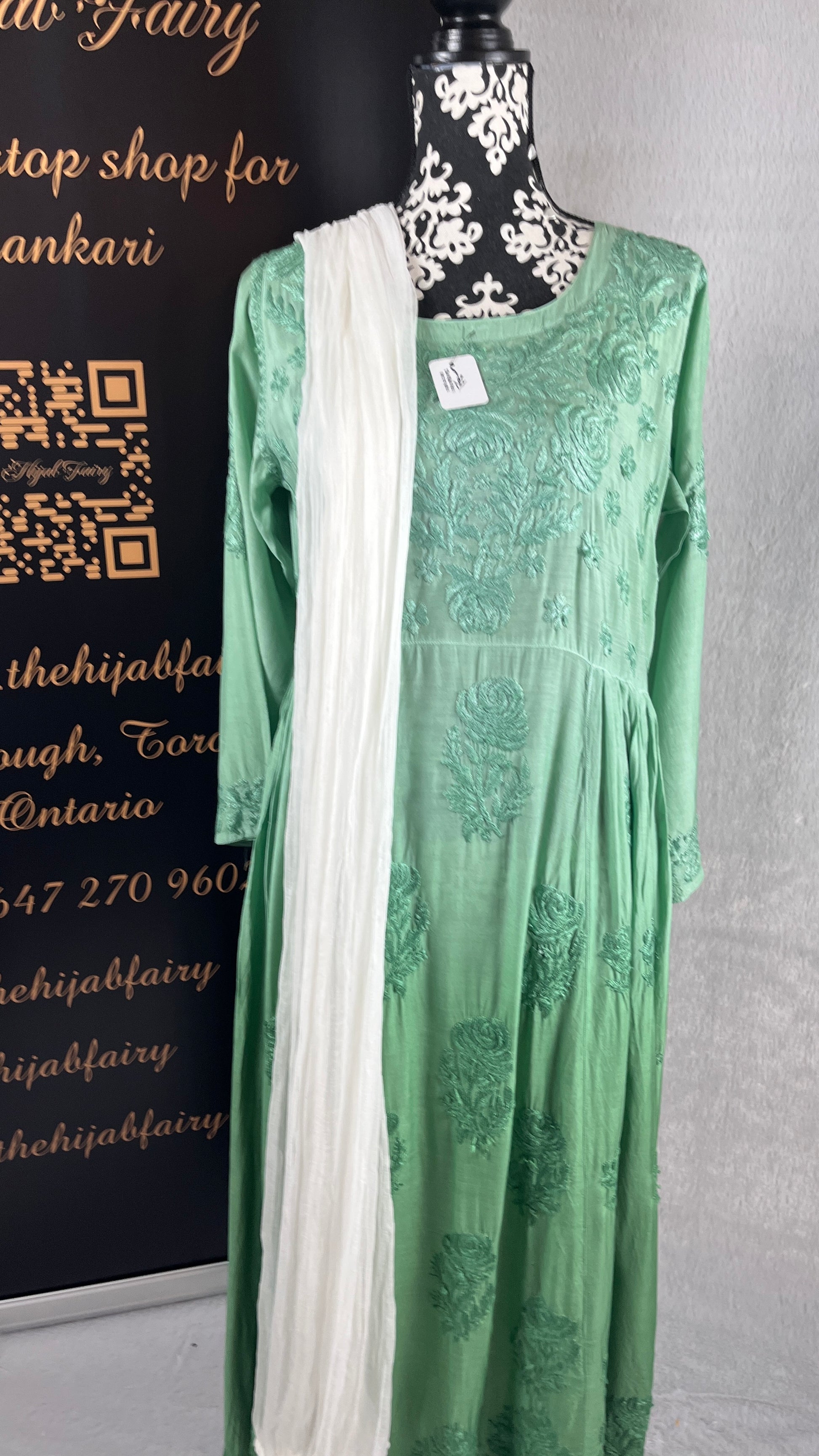 Sea Green (Self)- Muslin Frock - The Hijab Fairy