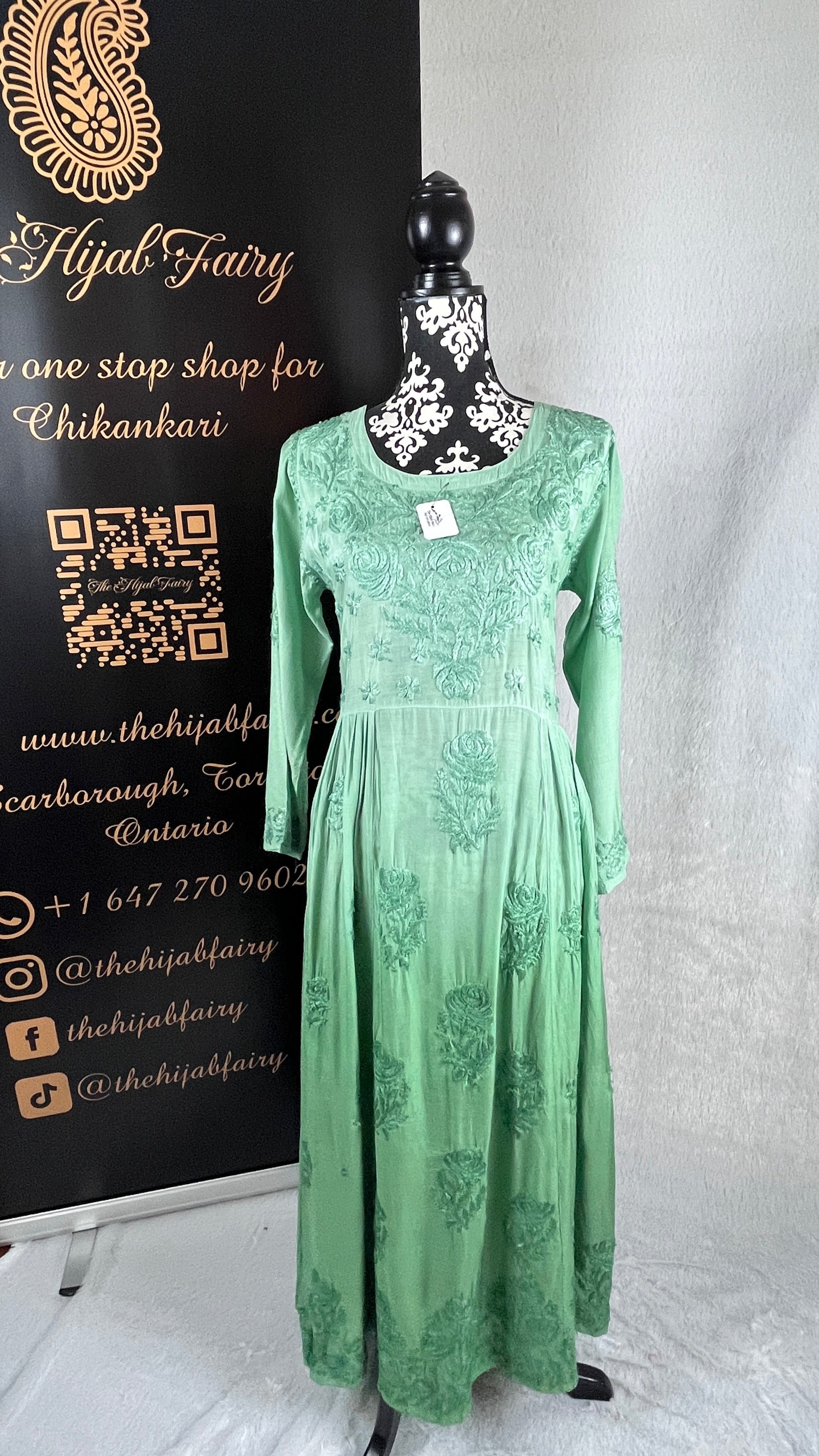 Sea Green (Self)- Muslin Frock - The Hijab Fairy