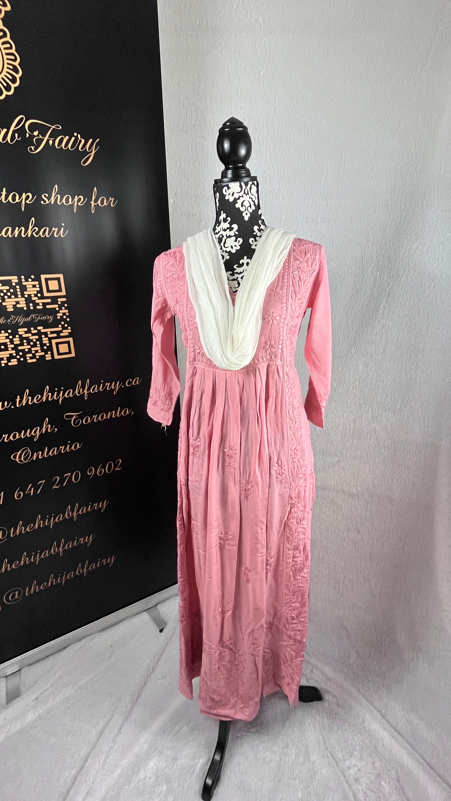 Rose Pink Self - Muslin Frock - The Hijab Fairy