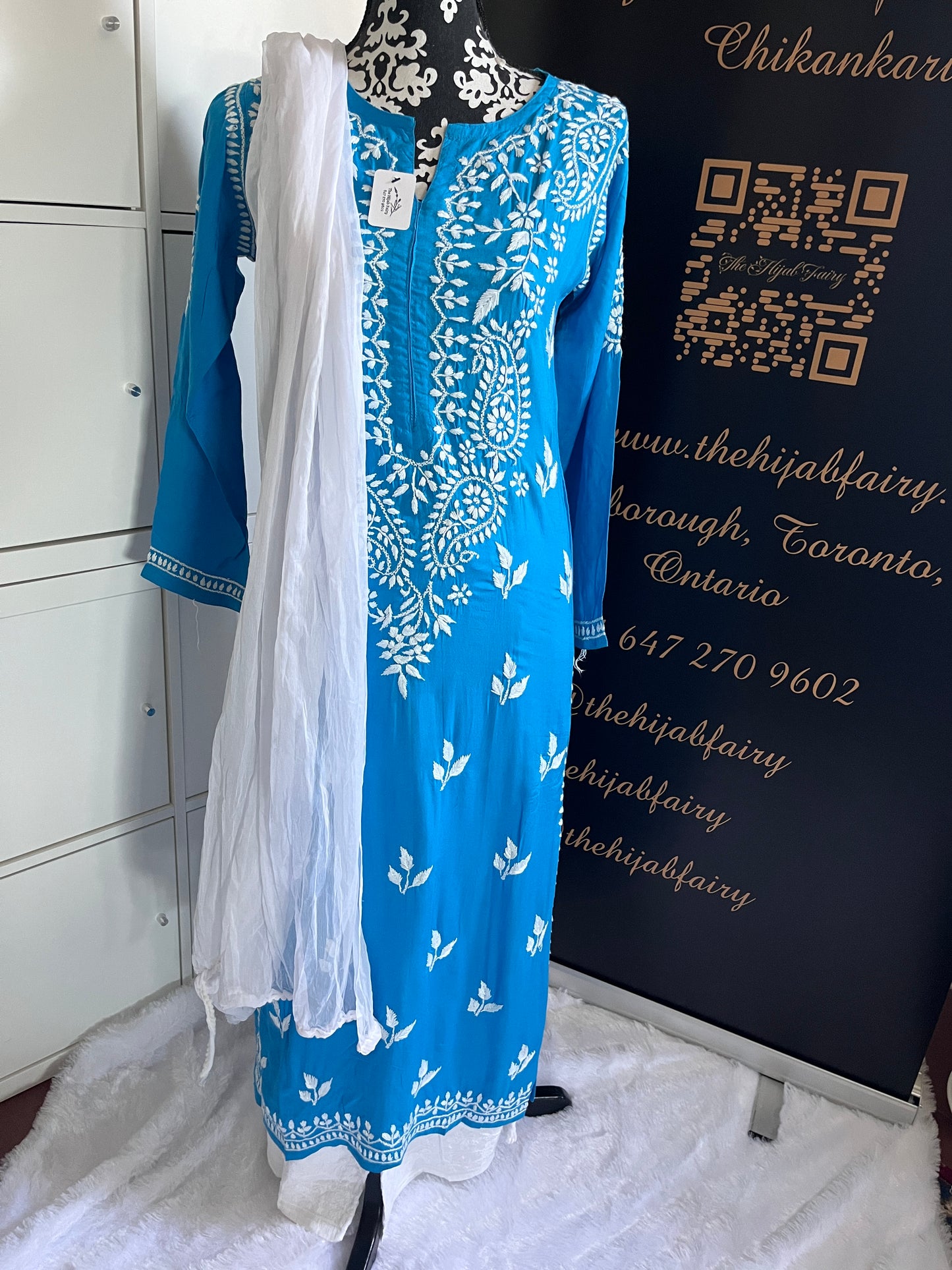 Bleu royal - Kurta long droit en modal