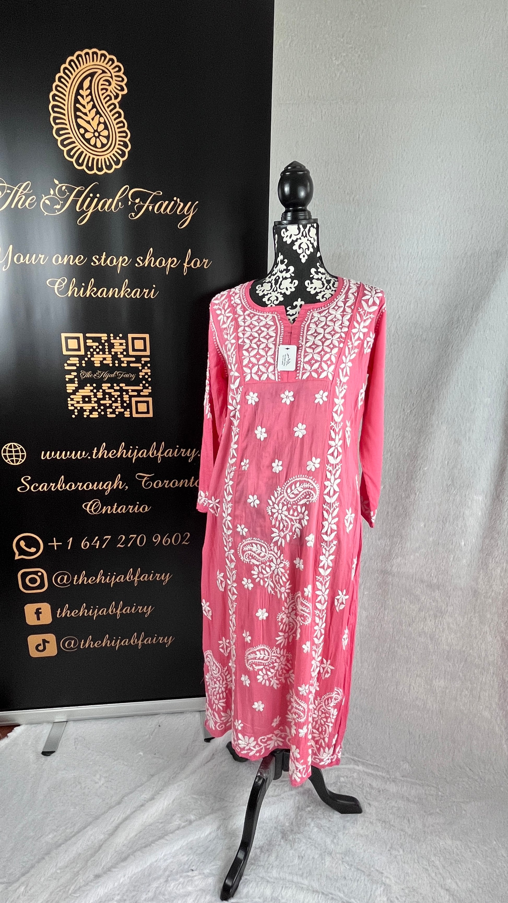 Strawberry Pink Indo-Western Frock Style Modal Kurta - The Hijab Fairy