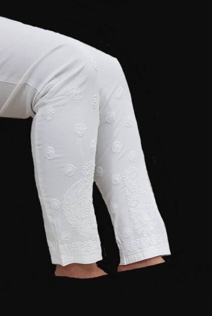 Chikankari Stretchable Plus Size Pants - The Hijab Fairy