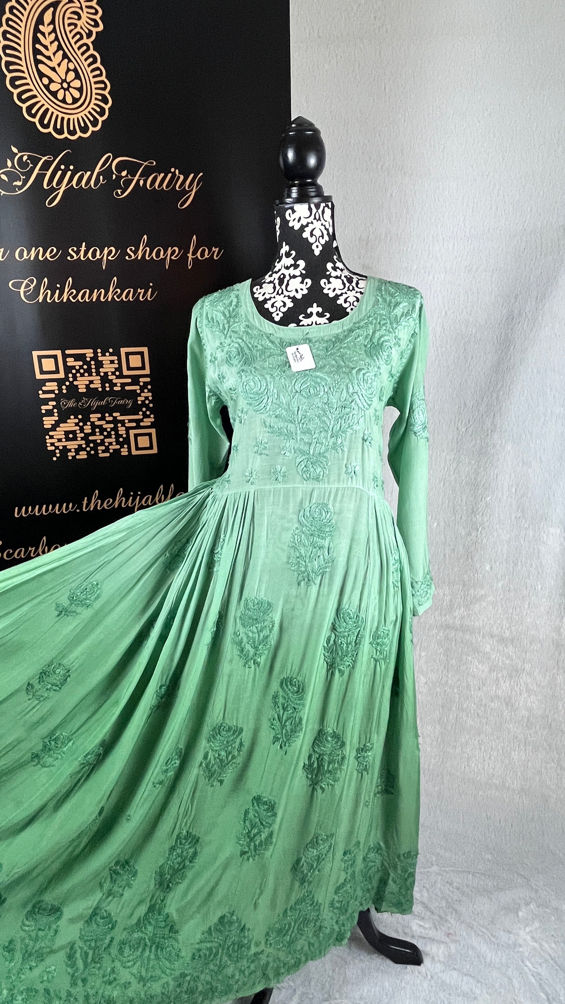 Sea Green (Self)- Muslin Frock - The Hijab Fairy