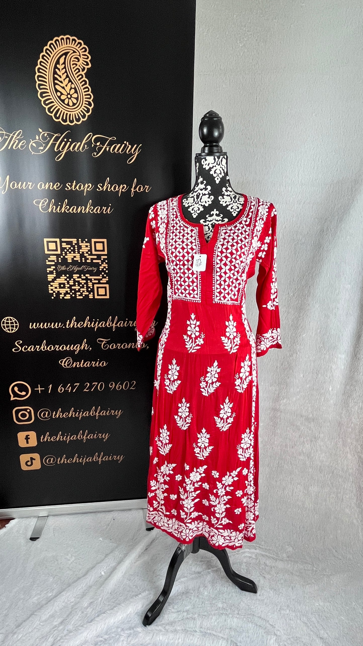 Red A-Line Style Modal Frock - The Hijab Fairy