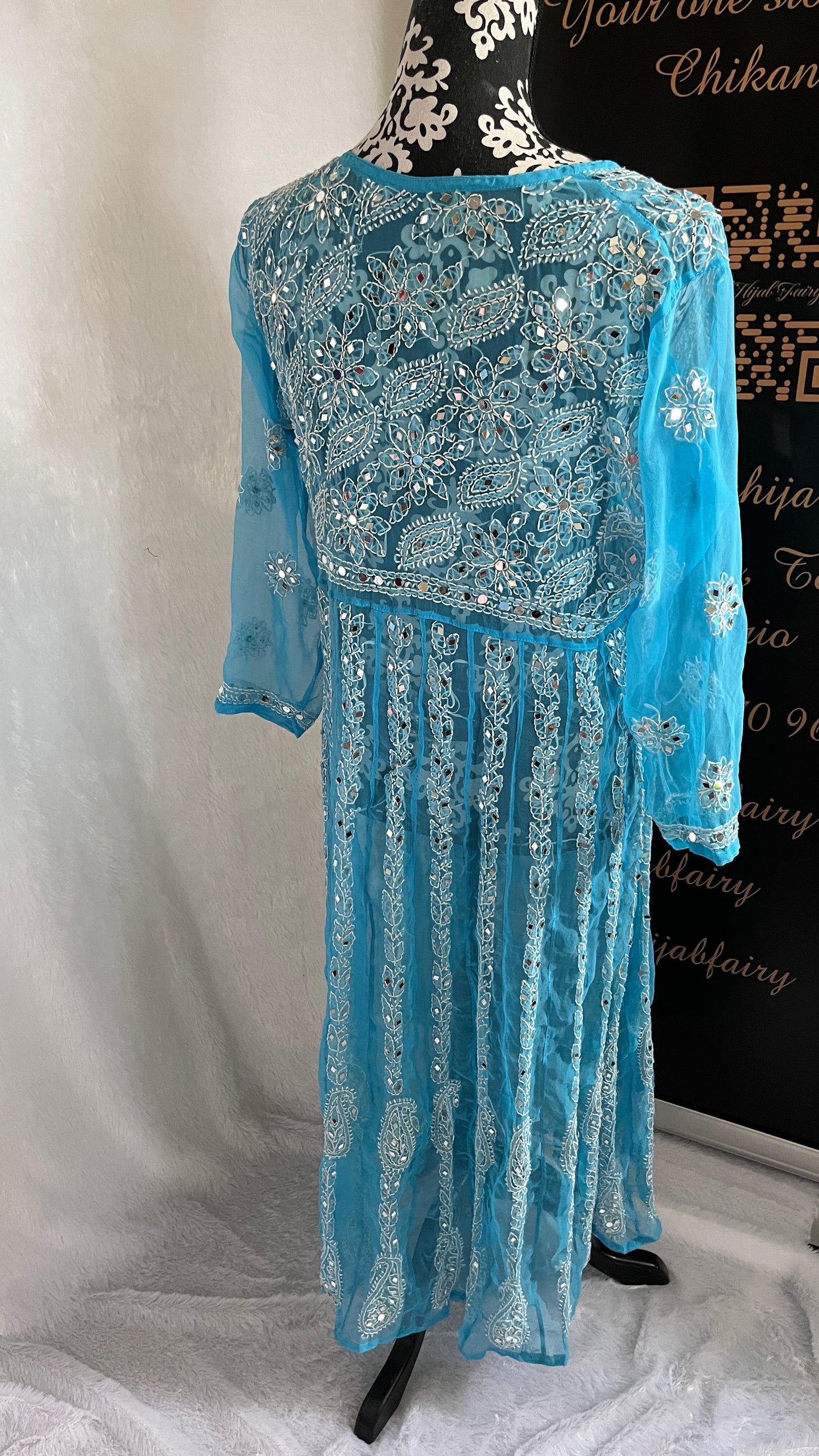 Blue - Yoke Style Georgette Mirror Anarkali