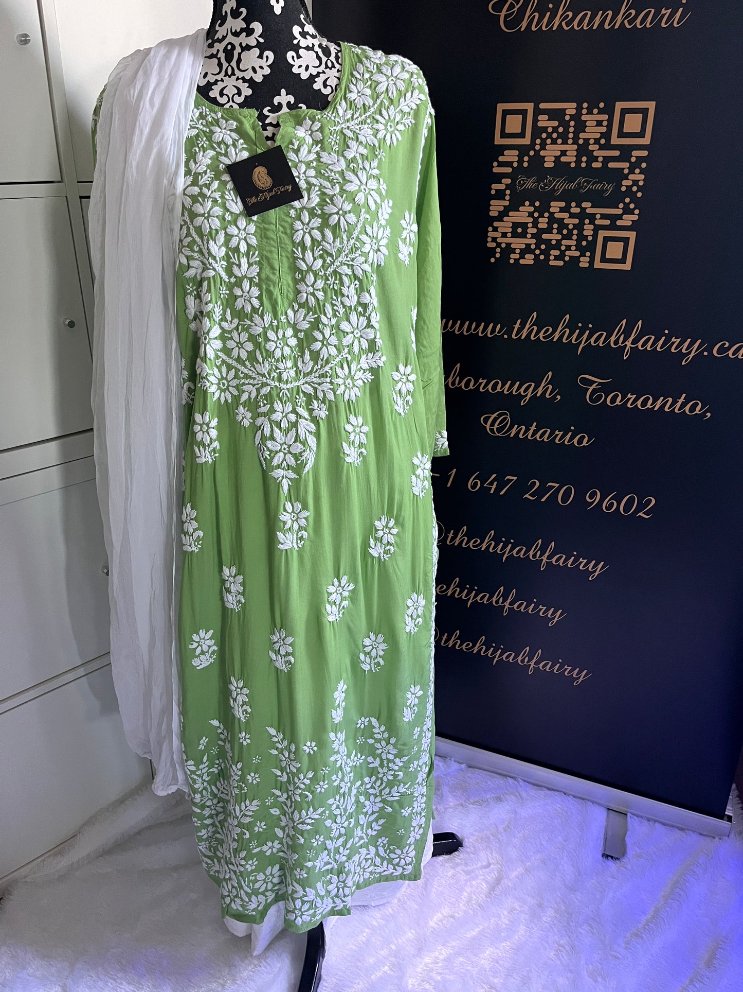 Vert clair - Kurta long droit en modal