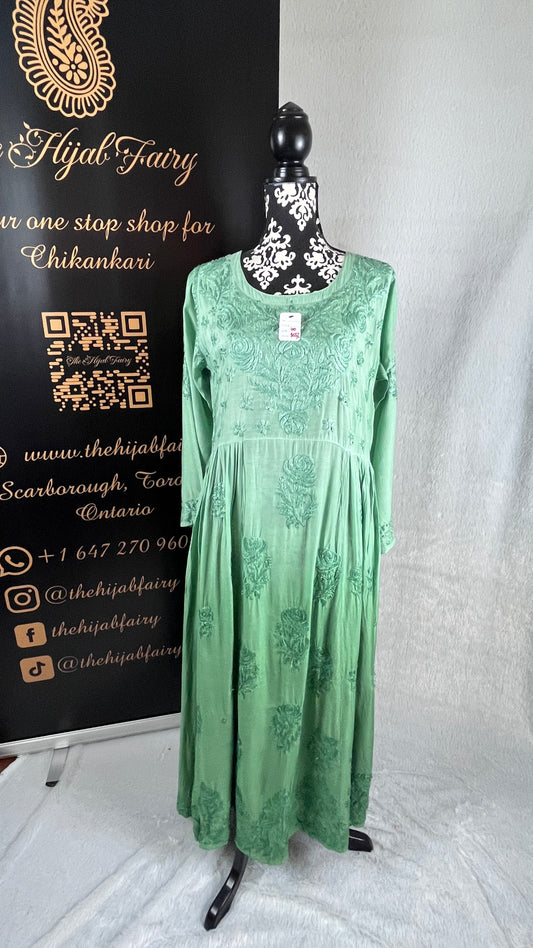 Sea Green (Self)- Muslin Frock - The Hijab Fairy