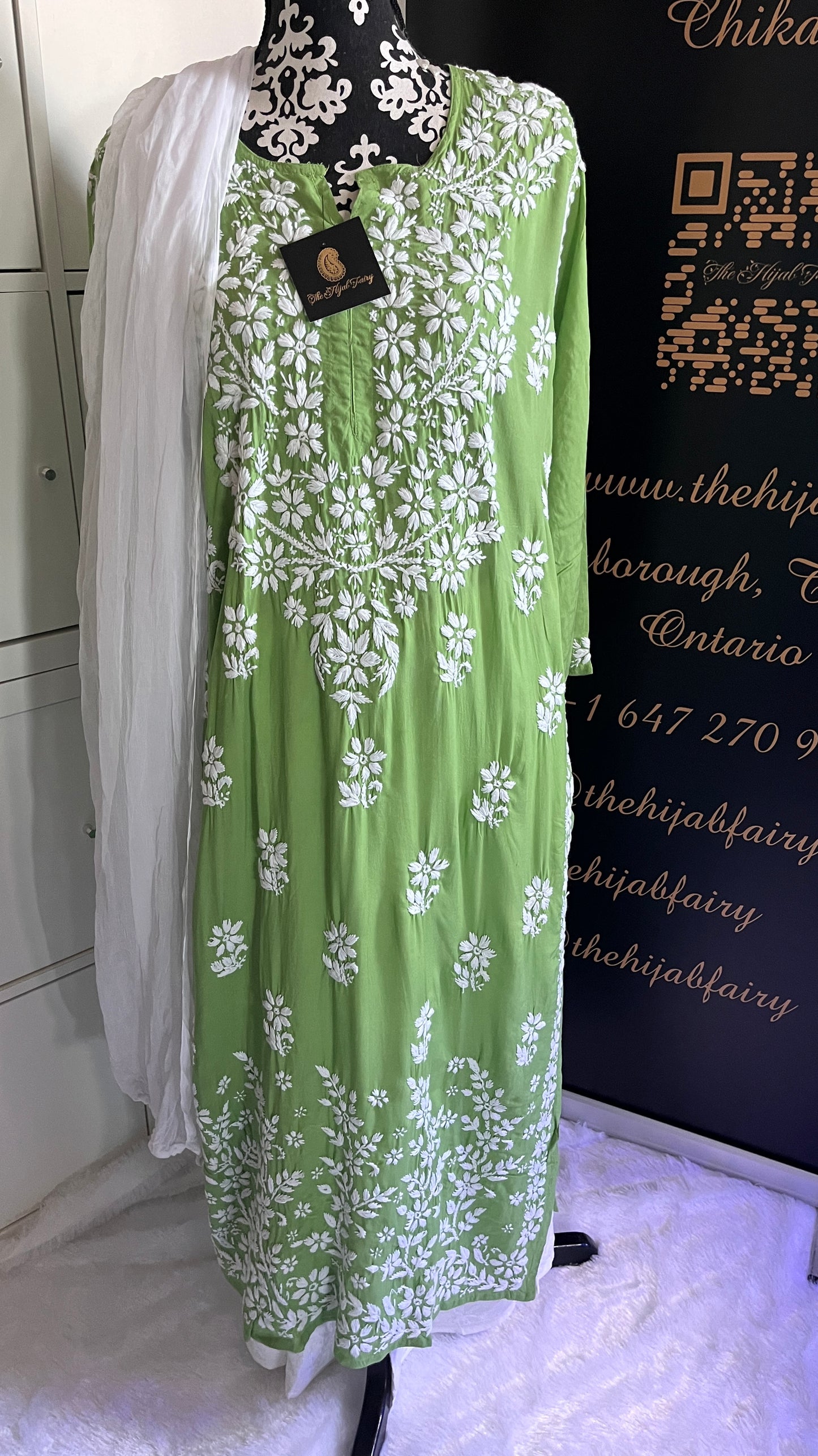 Vert clair - Kurta long droit en modal