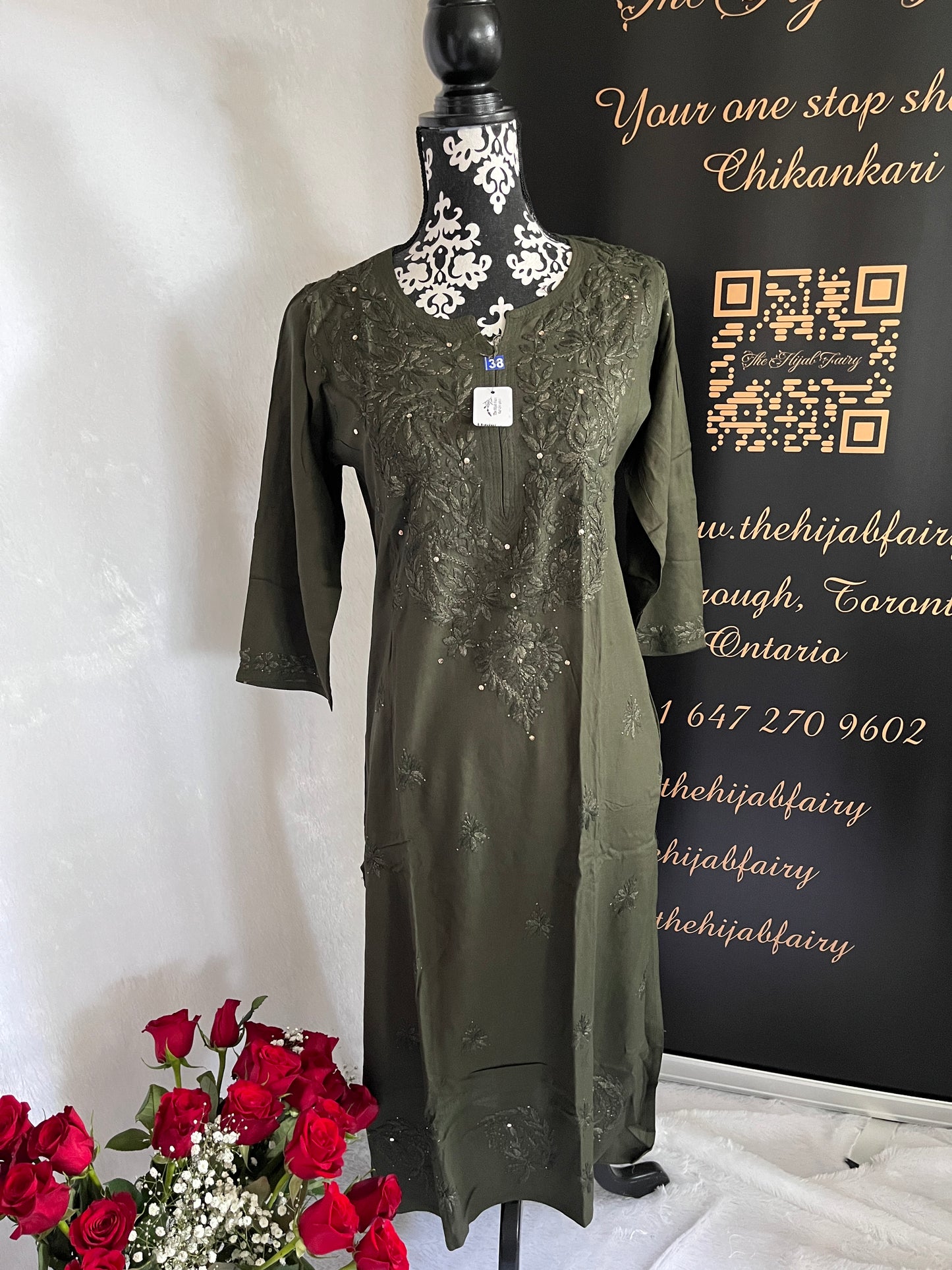 Green 3- Mukaish Rayon Kurta