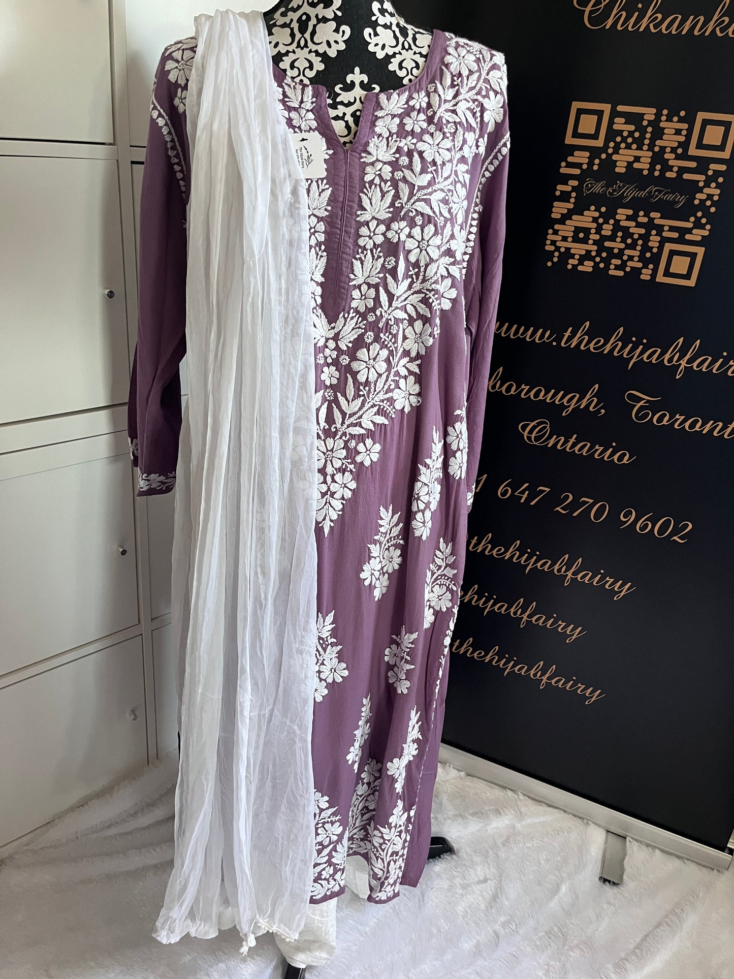 Lilas poussiéreux - Kurta long droit en modal