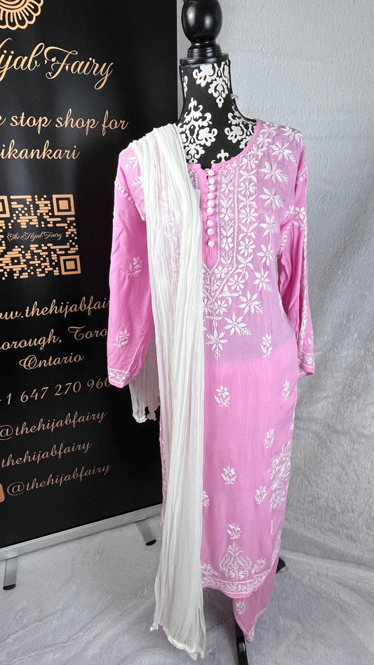 Pink Modal Dhoti Kurta Set - 2 Pc - The Hijab Fairy