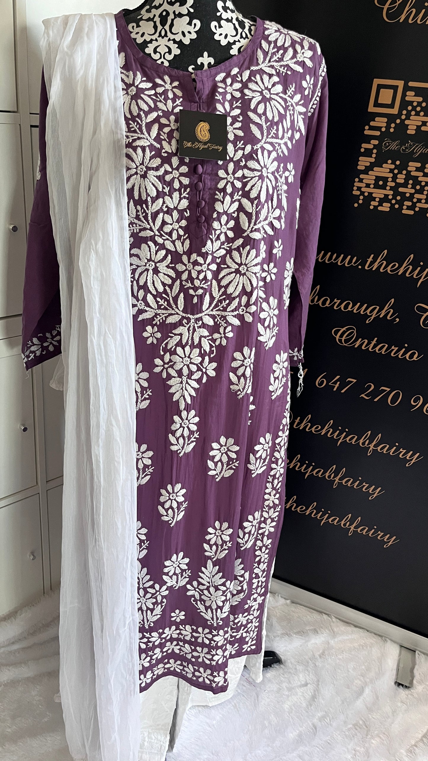 Lilas poussiéreux - Kurta long droit en modal