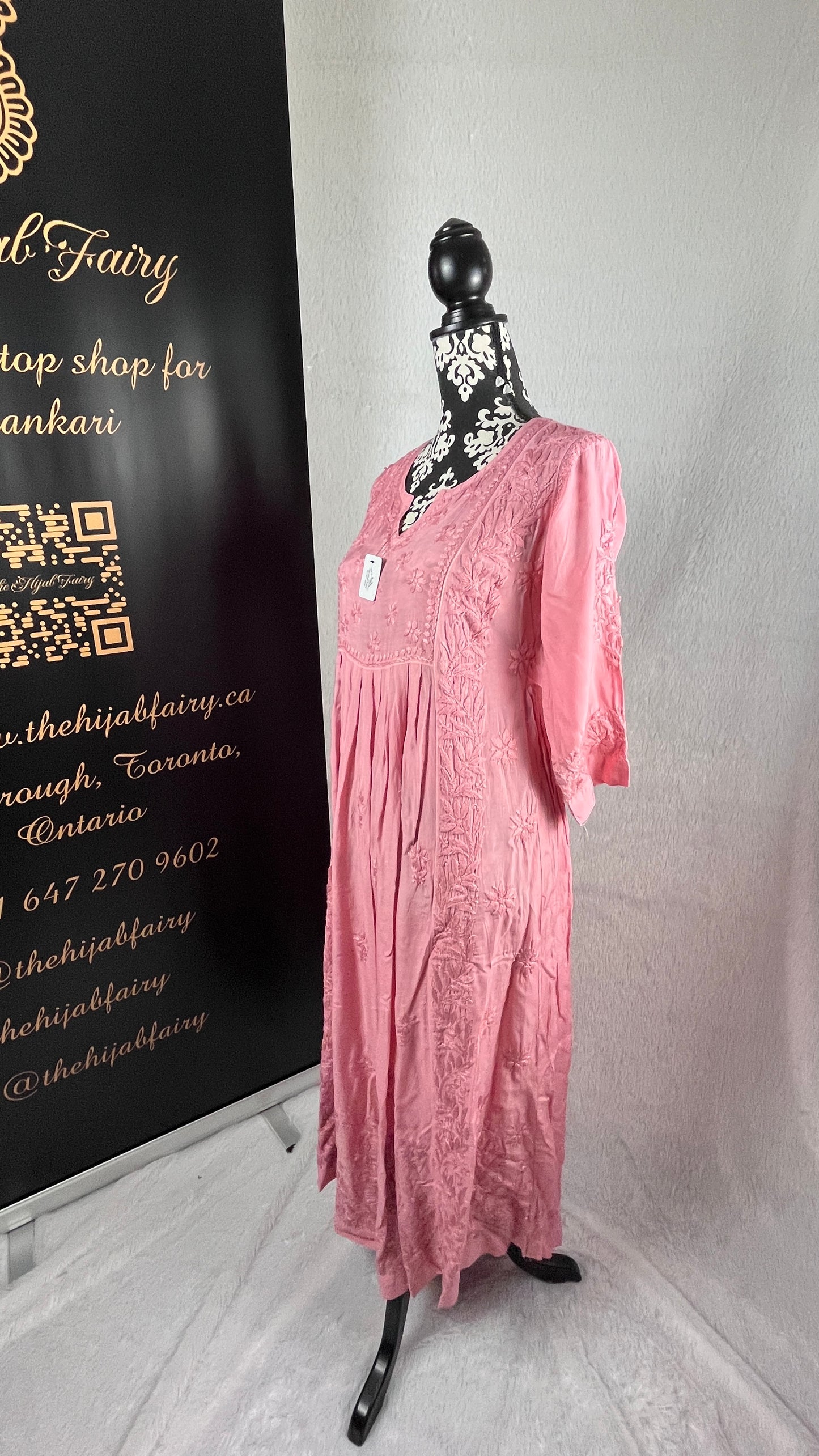 Rose Pink Self - Muslin Frock - The Hijab Fairy