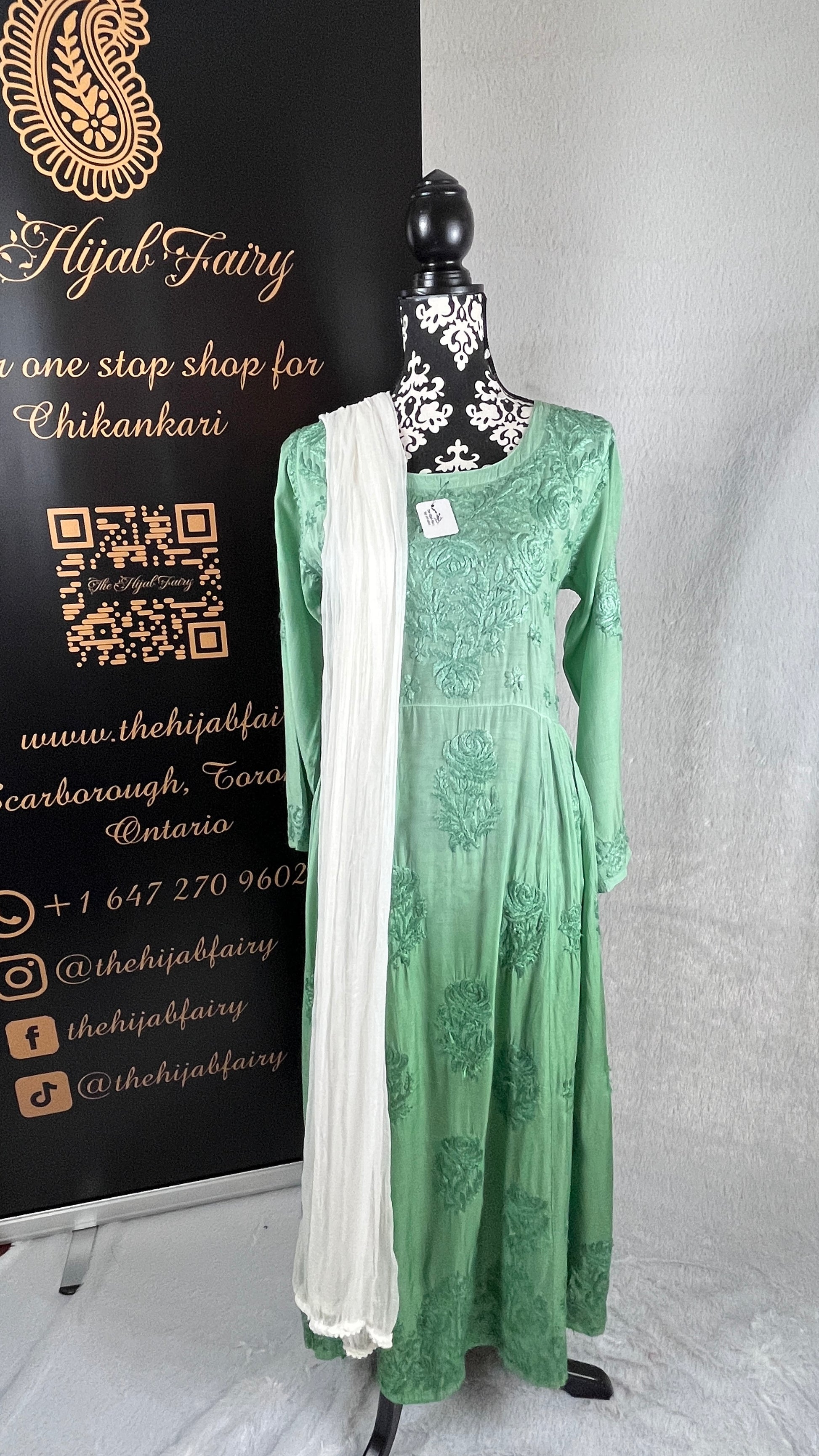 Sea Green (Self)- Muslin Frock - The Hijab Fairy