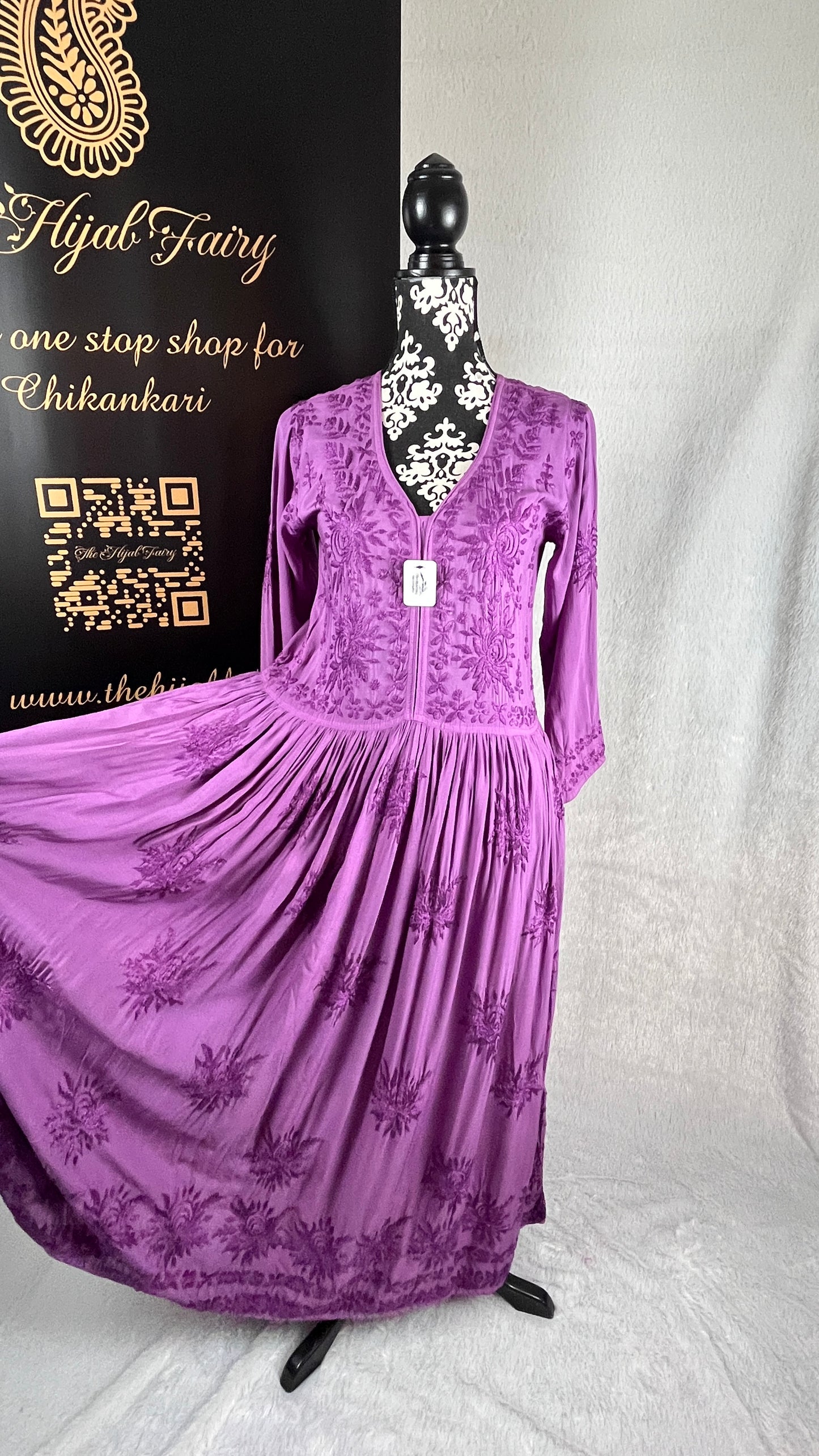 Lilac Self - Muslin Frock - The Hijab Fairy