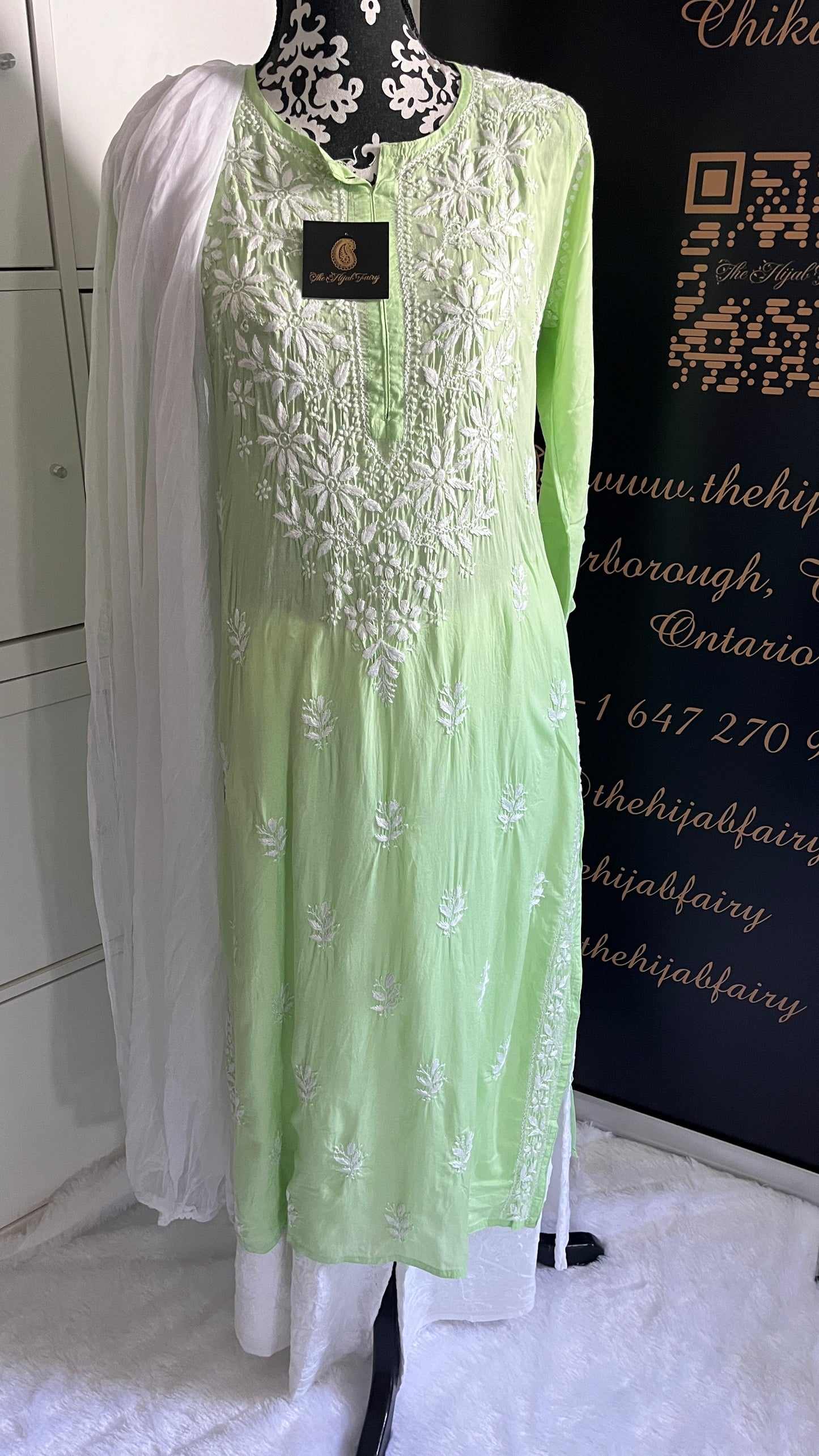 Vert lime - Kurta long droit en modal