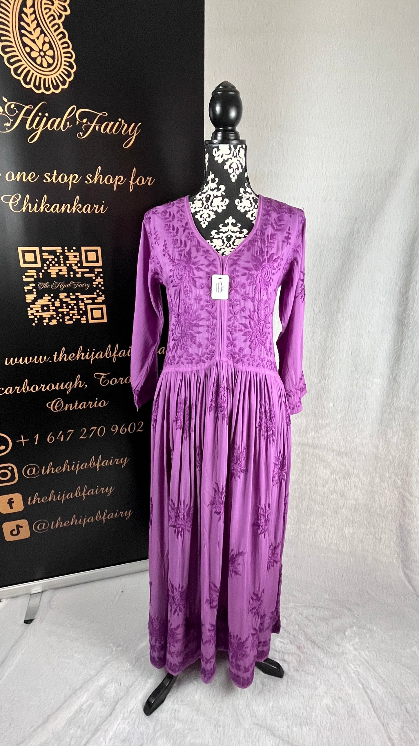 Lilac Self - Muslin Frock - The Hijab Fairy