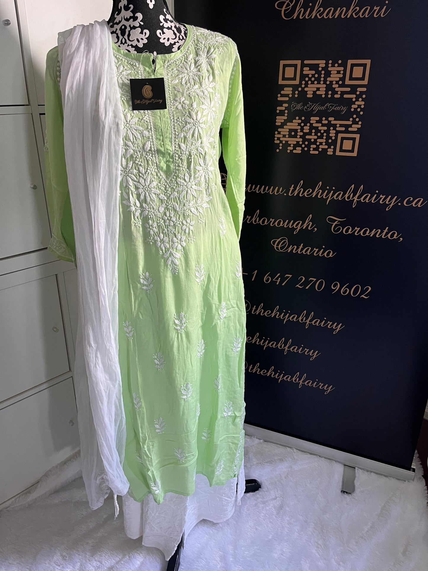 Vert lime - Kurta long droit en modal