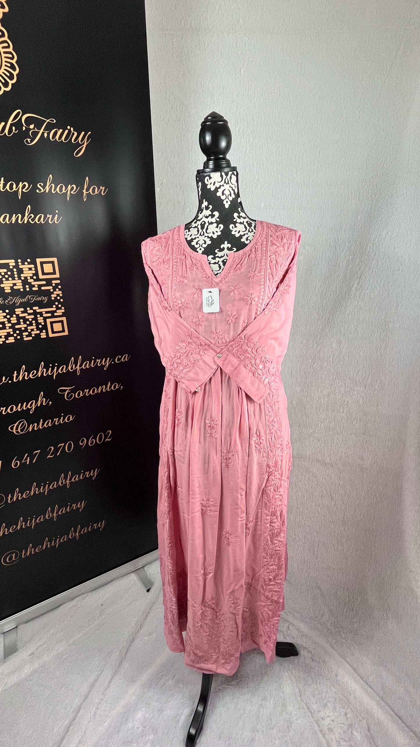 Rose Pink Self - Muslin Frock - The Hijab Fairy