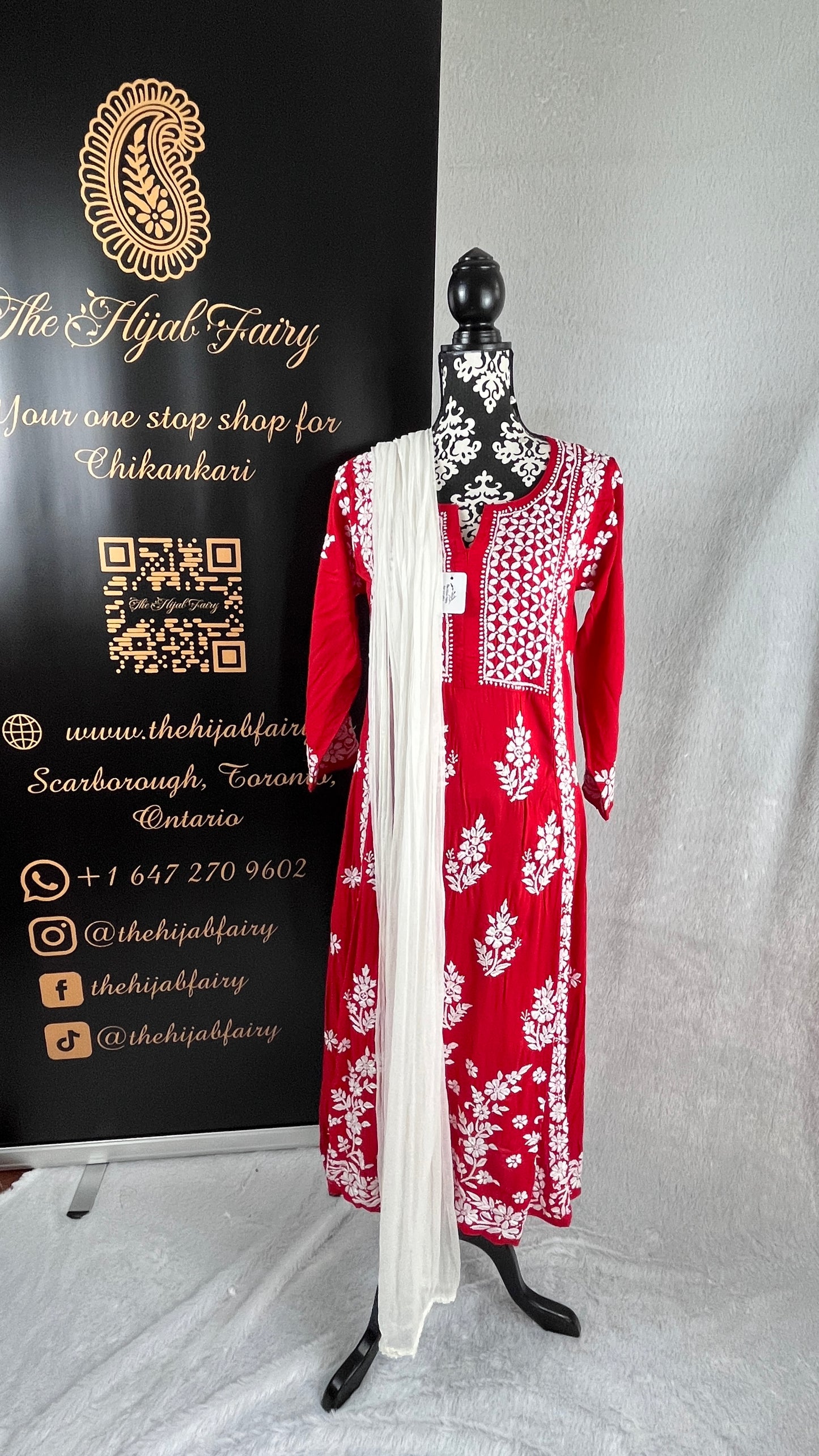 Red A-Line Style Modal Frock - The Hijab Fairy