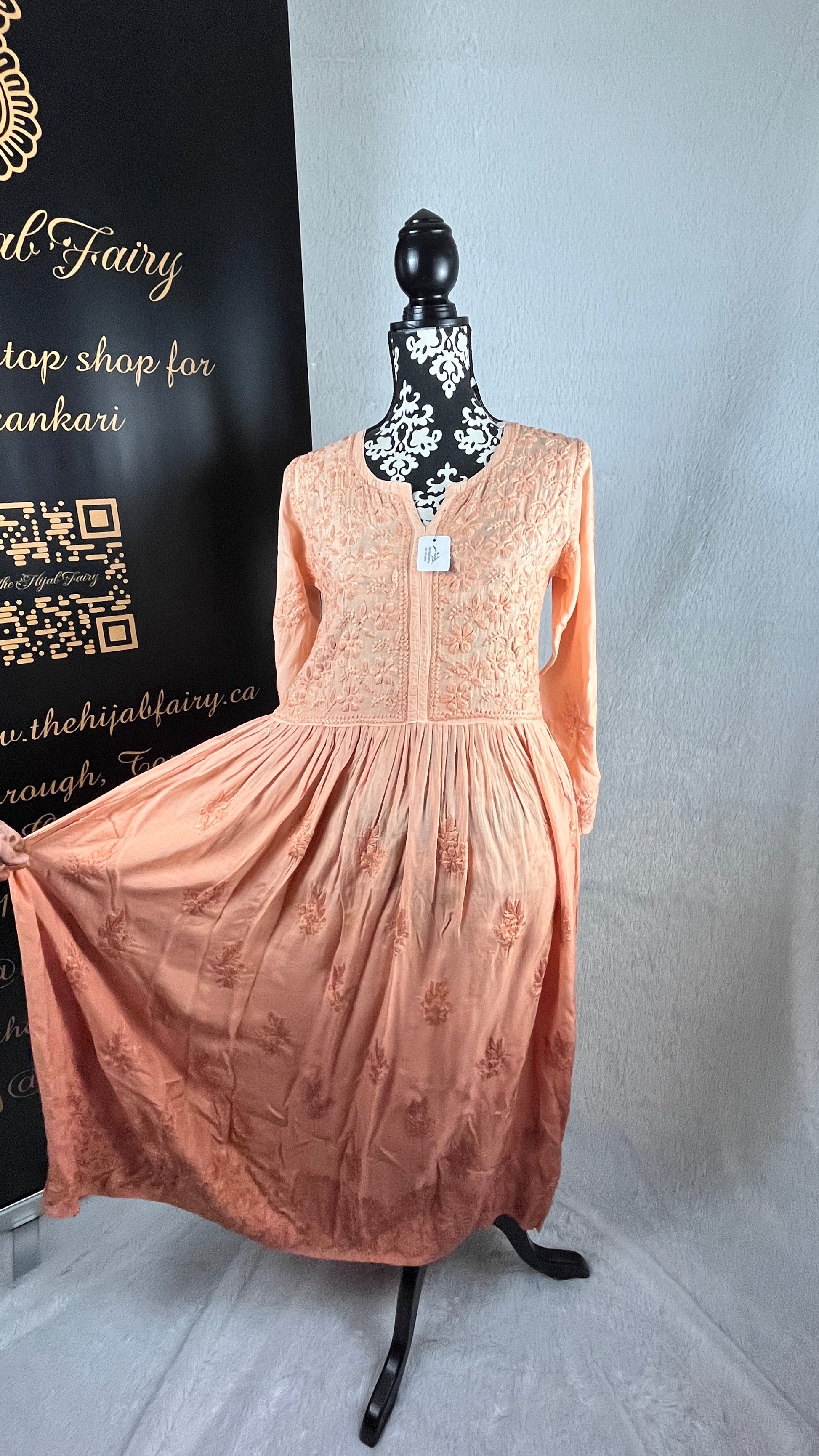 Peach Ombré Self - Modal Frock - The Hijab Fairy