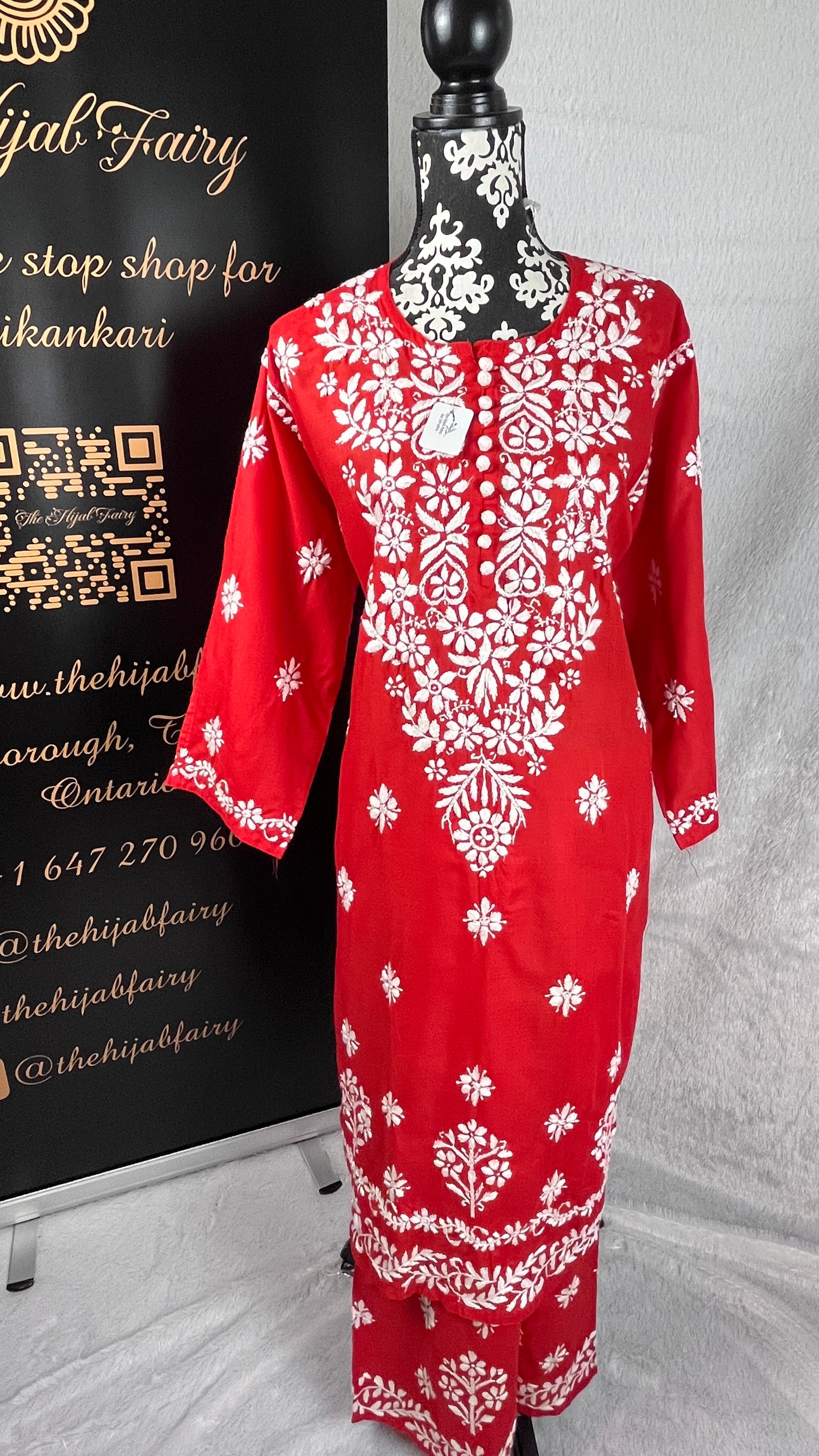 Red - Plazzo Suit 2 Pc Set - The Hijab Fairy