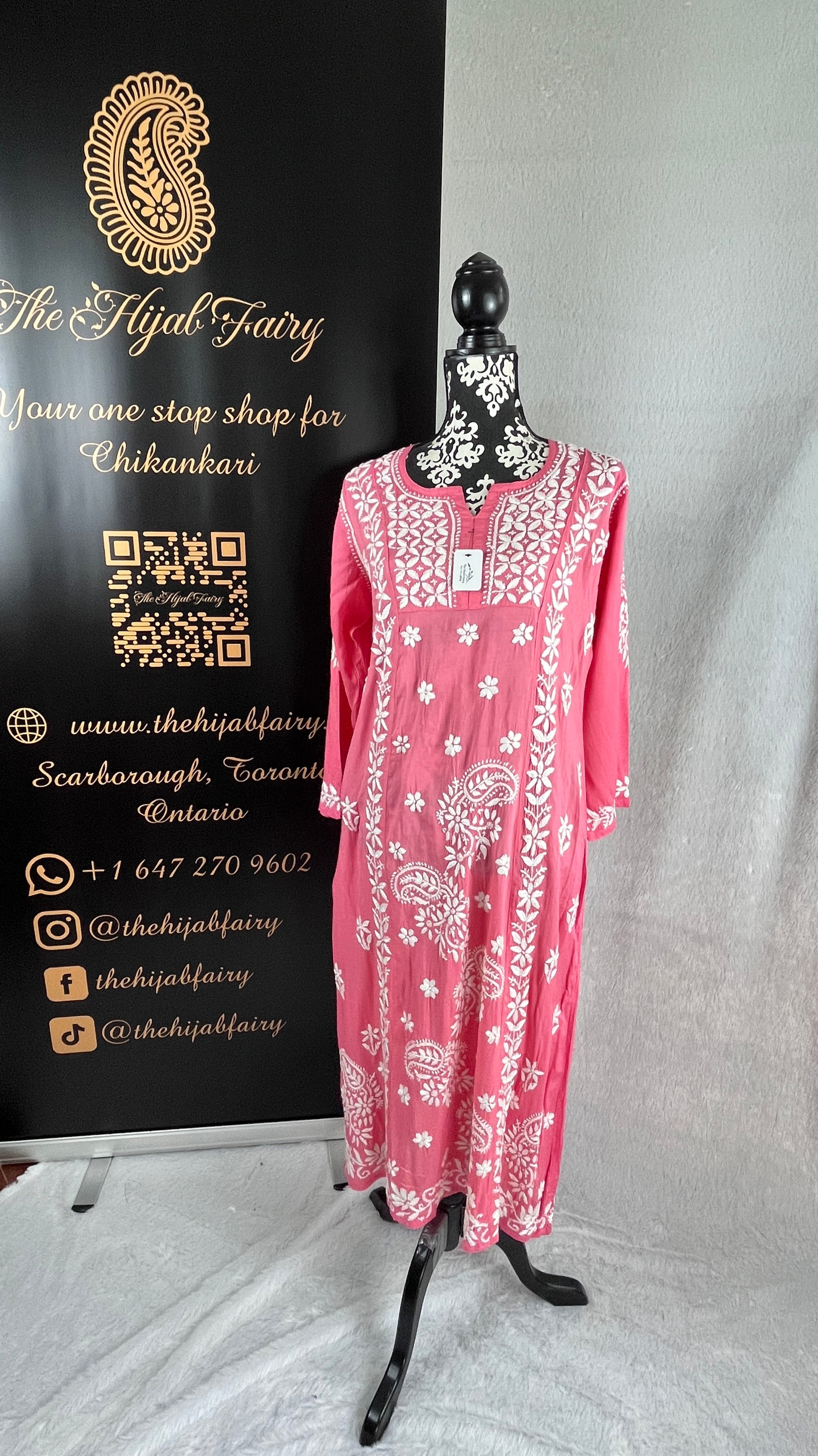 Strawberry Pink Indo-Western Frock Style Modal Kurta - The Hijab Fairy