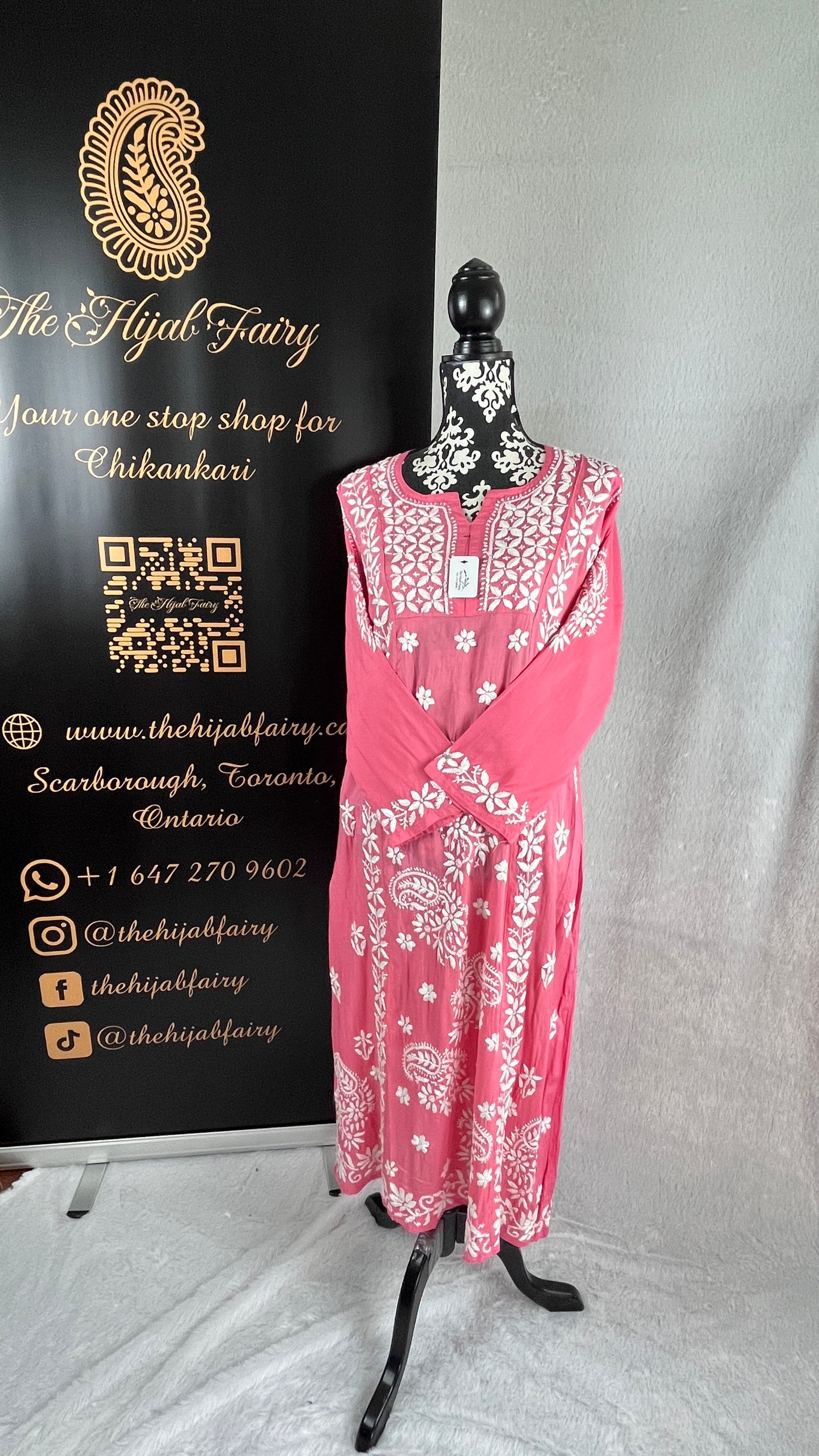 Strawberry Pink Indo-Western Frock Style Modal Kurta - The Hijab Fairy