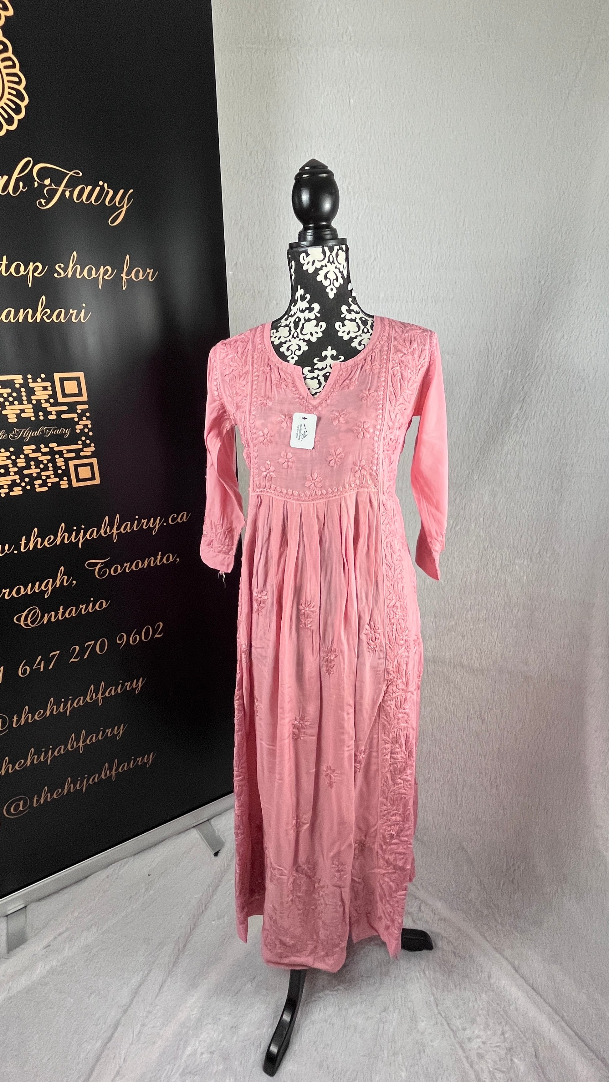 Rose Pink Self - Muslin Frock - The Hijab Fairy