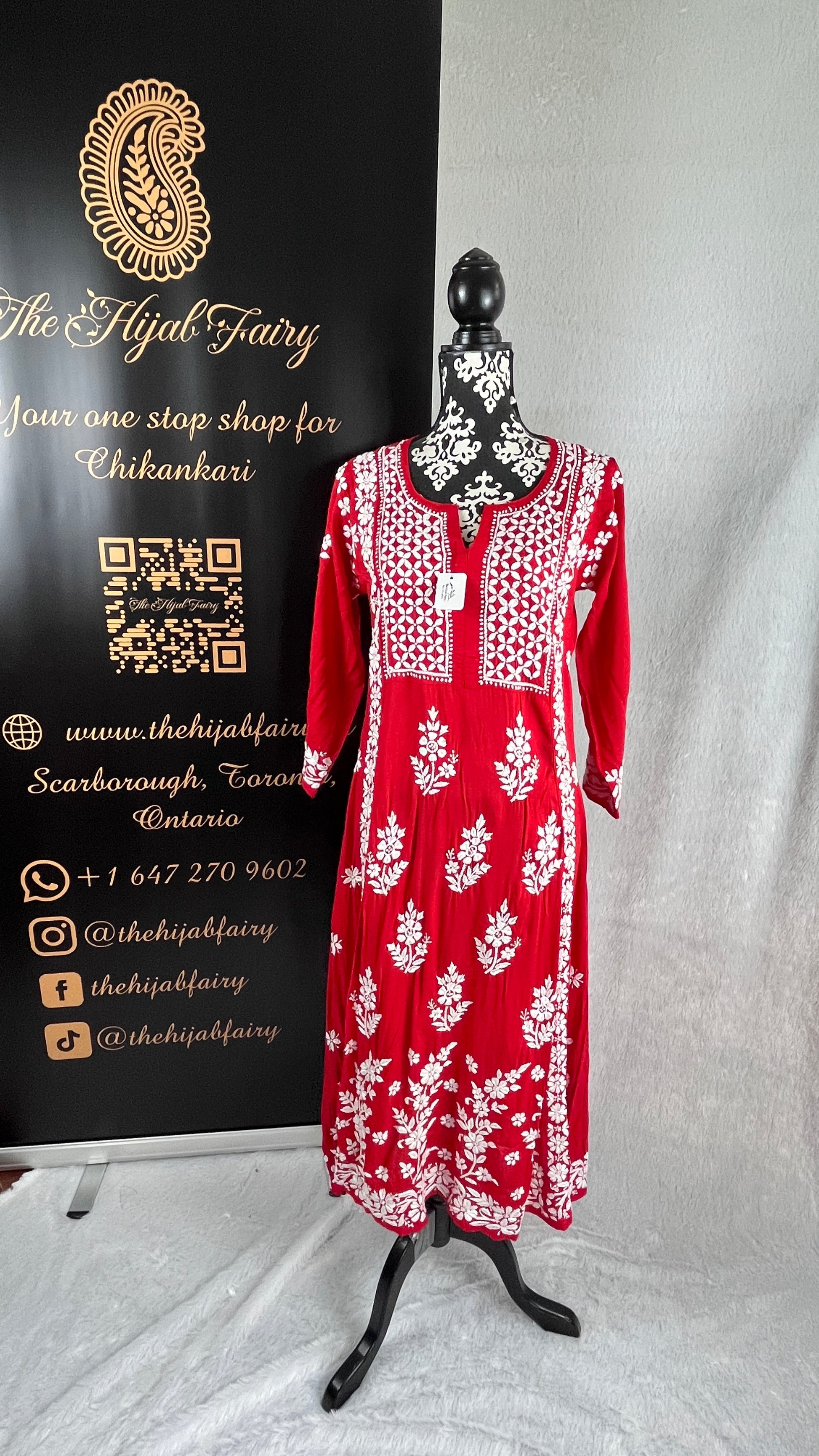 Red A-Line Style Modal Frock - The Hijab Fairy