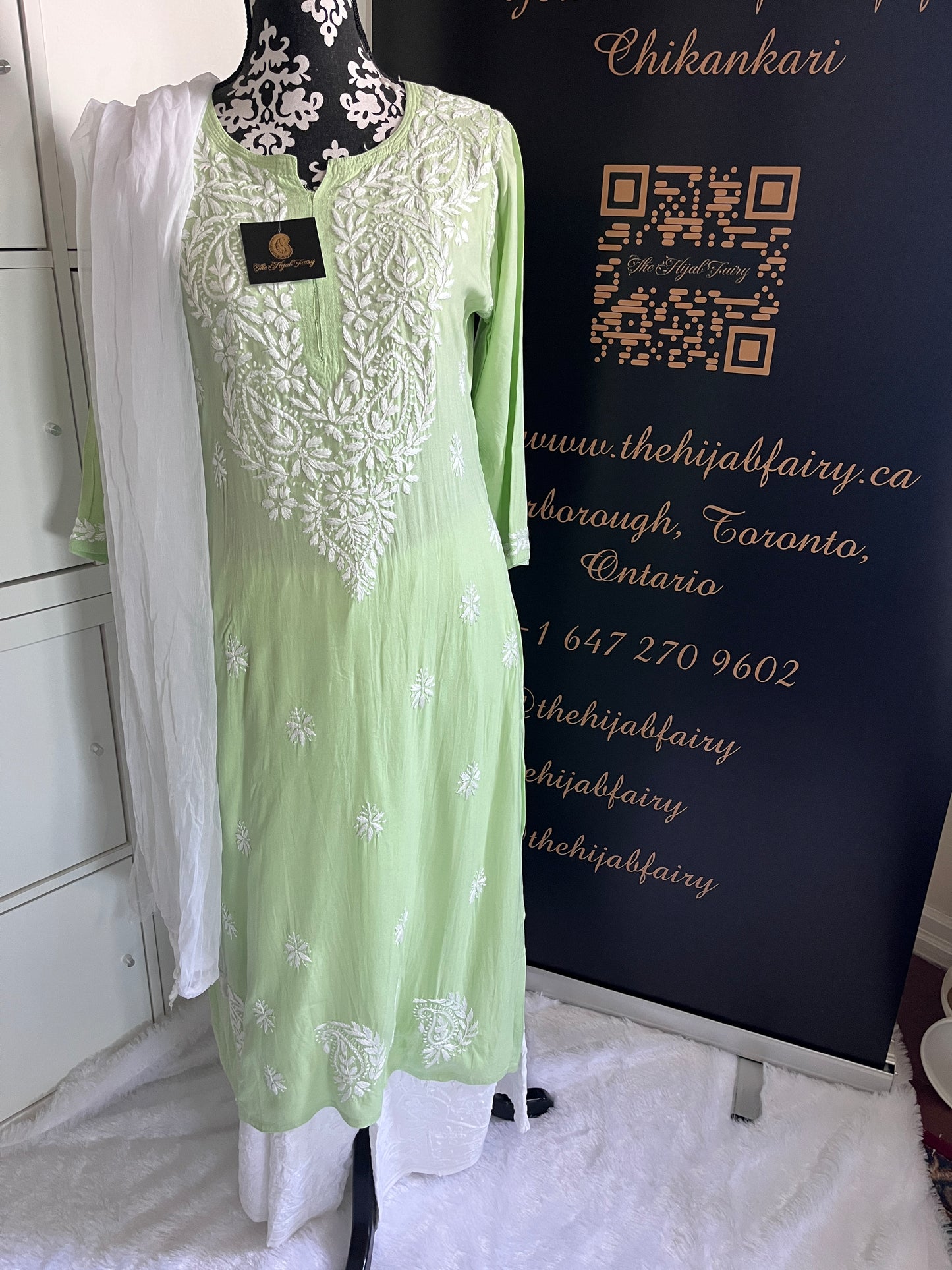 Lime Green - Modal Straight Long Kurta